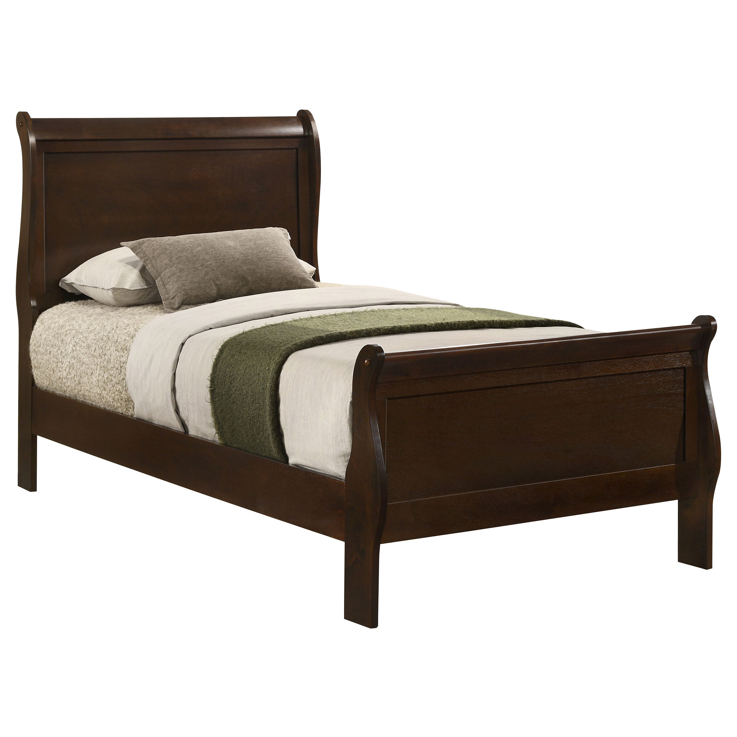 Louis Philippe Wood Twin Sleigh Bed Cappuccino-CoasterEveryday