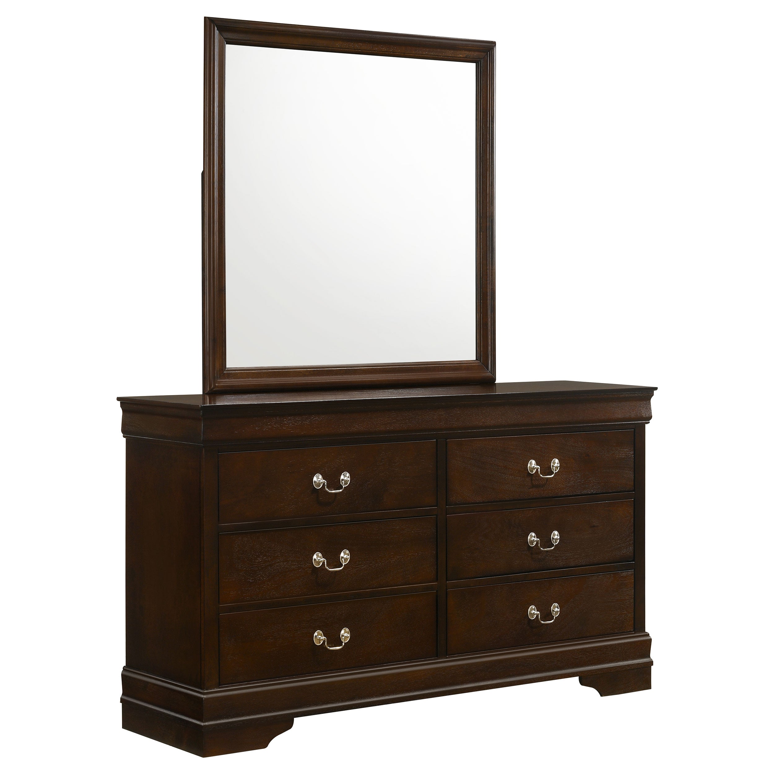Louis Philippe 6-drawer Dresser with Mirror Cappuccino-CoasterEveryday