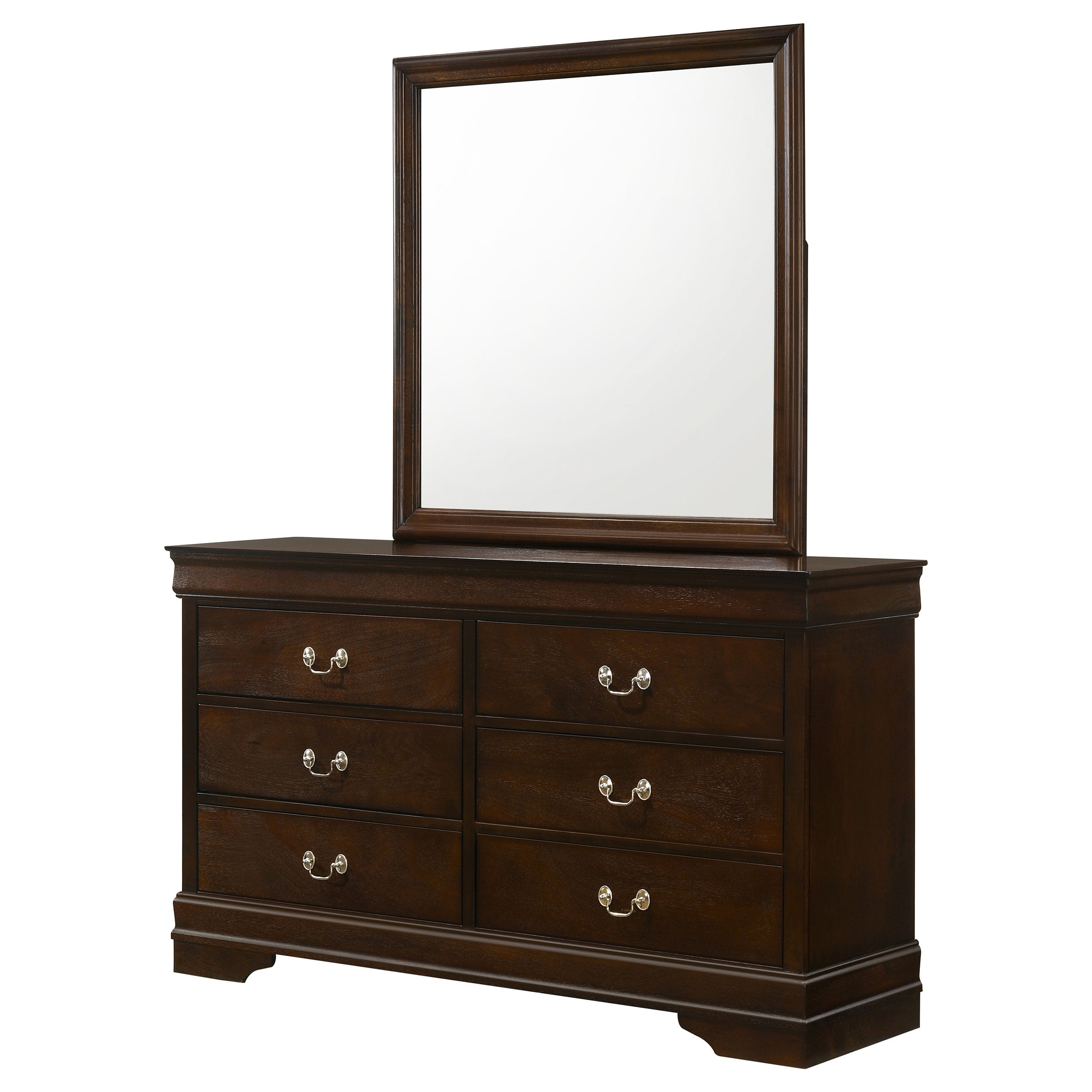 Louis Philippe 6-drawer Dresser with Mirror Cappuccino-CoasterEveryday