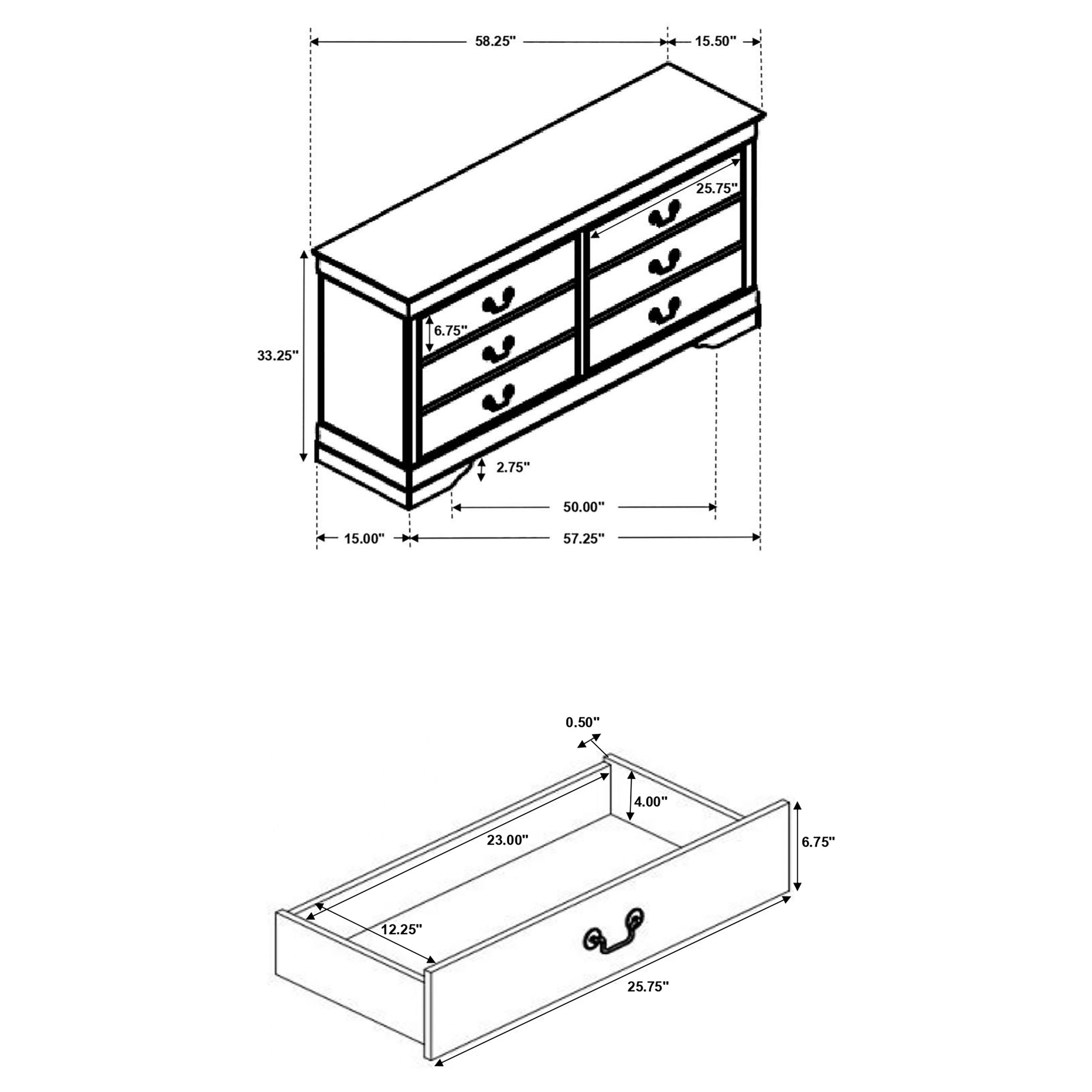 Louis Philippe 6-drawer Dresser Cappuccino-CoasterEveryday