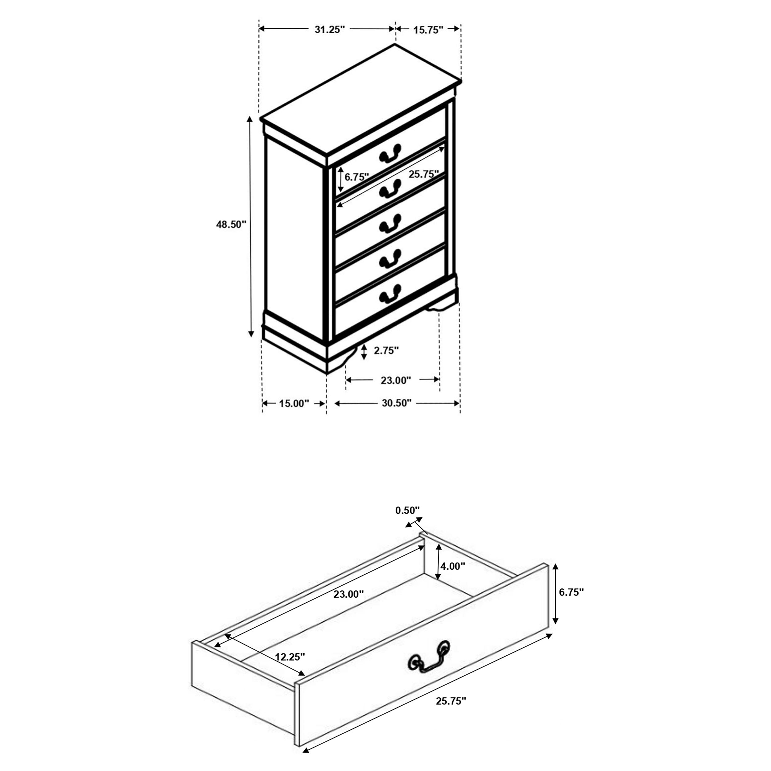Louis Philippe 5-drawer Bedroom Chest Cappuccino-CoasterEveryday