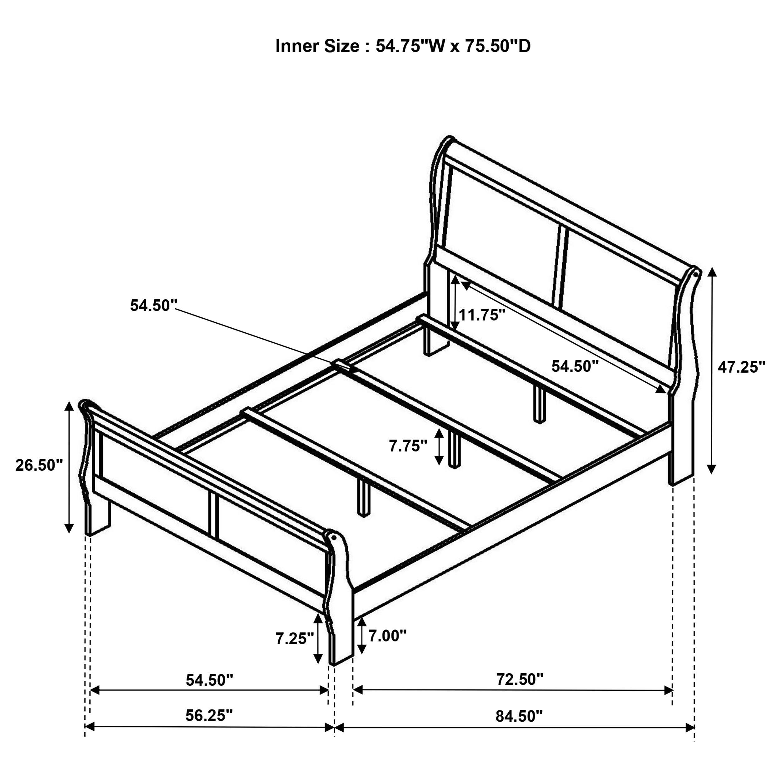 Louis Philippe 47-inch Full Sleigh Panel Bed White-
