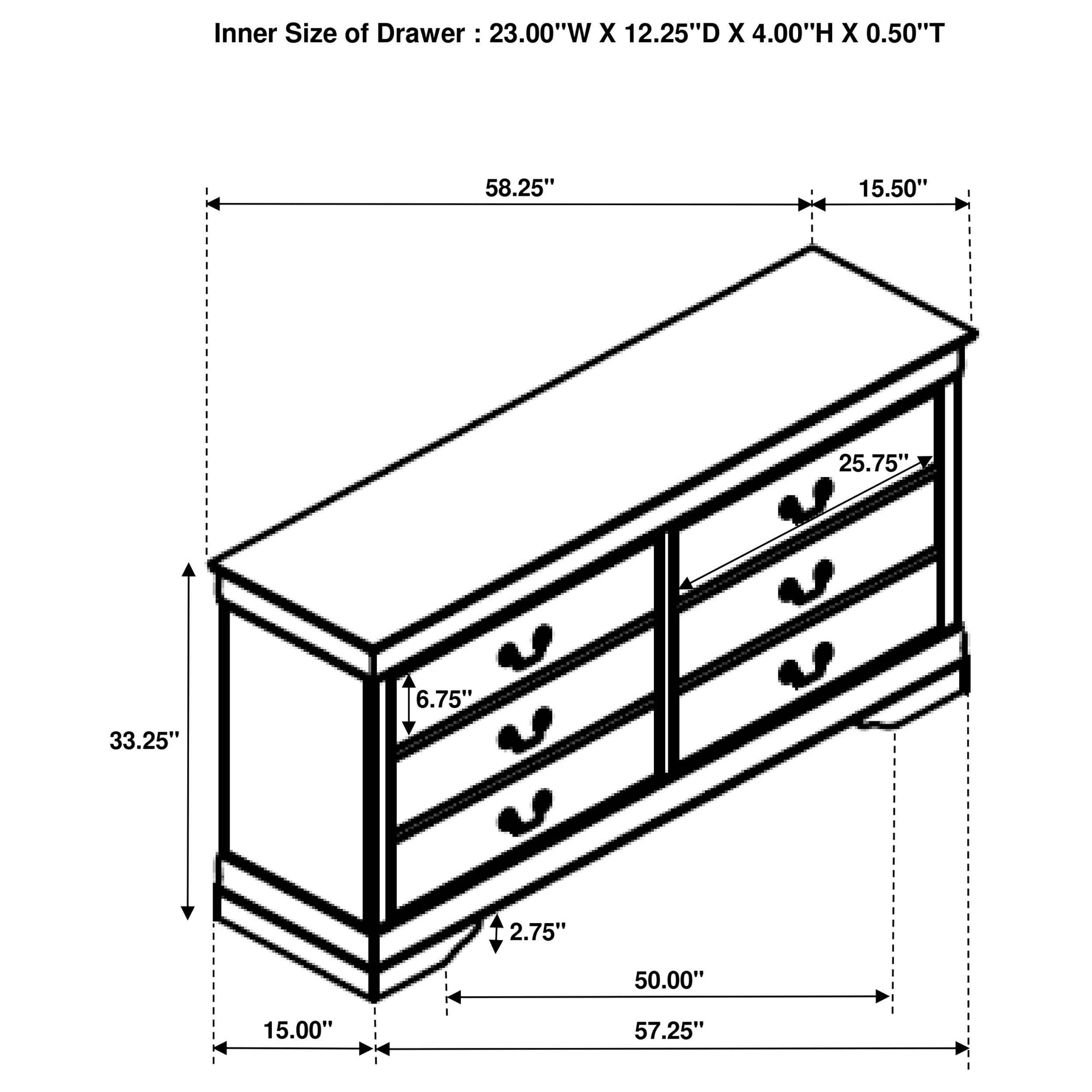 Louis Philippe 6-drawer Dresser White-