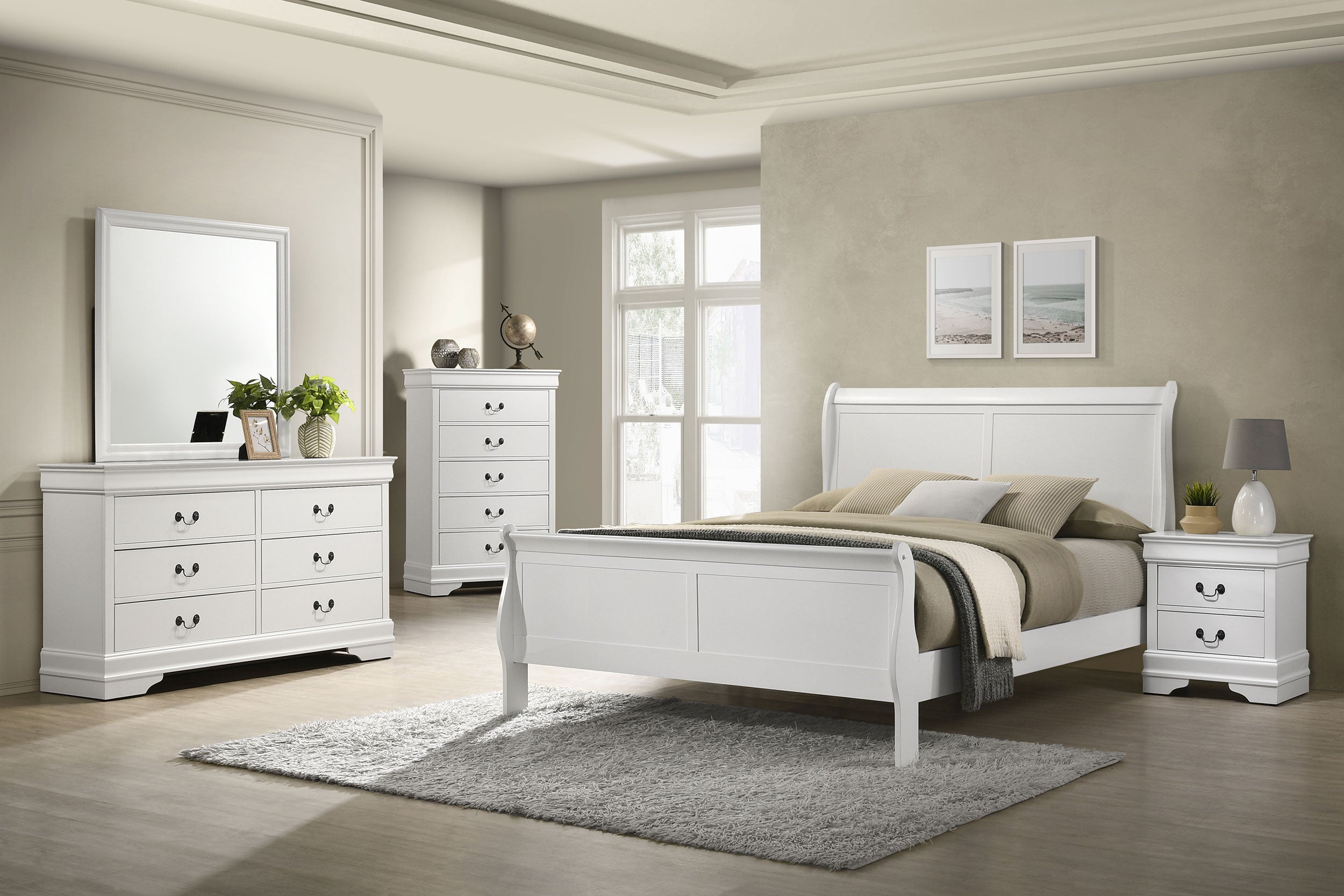 Louis Philippe Dresser Mirror White-