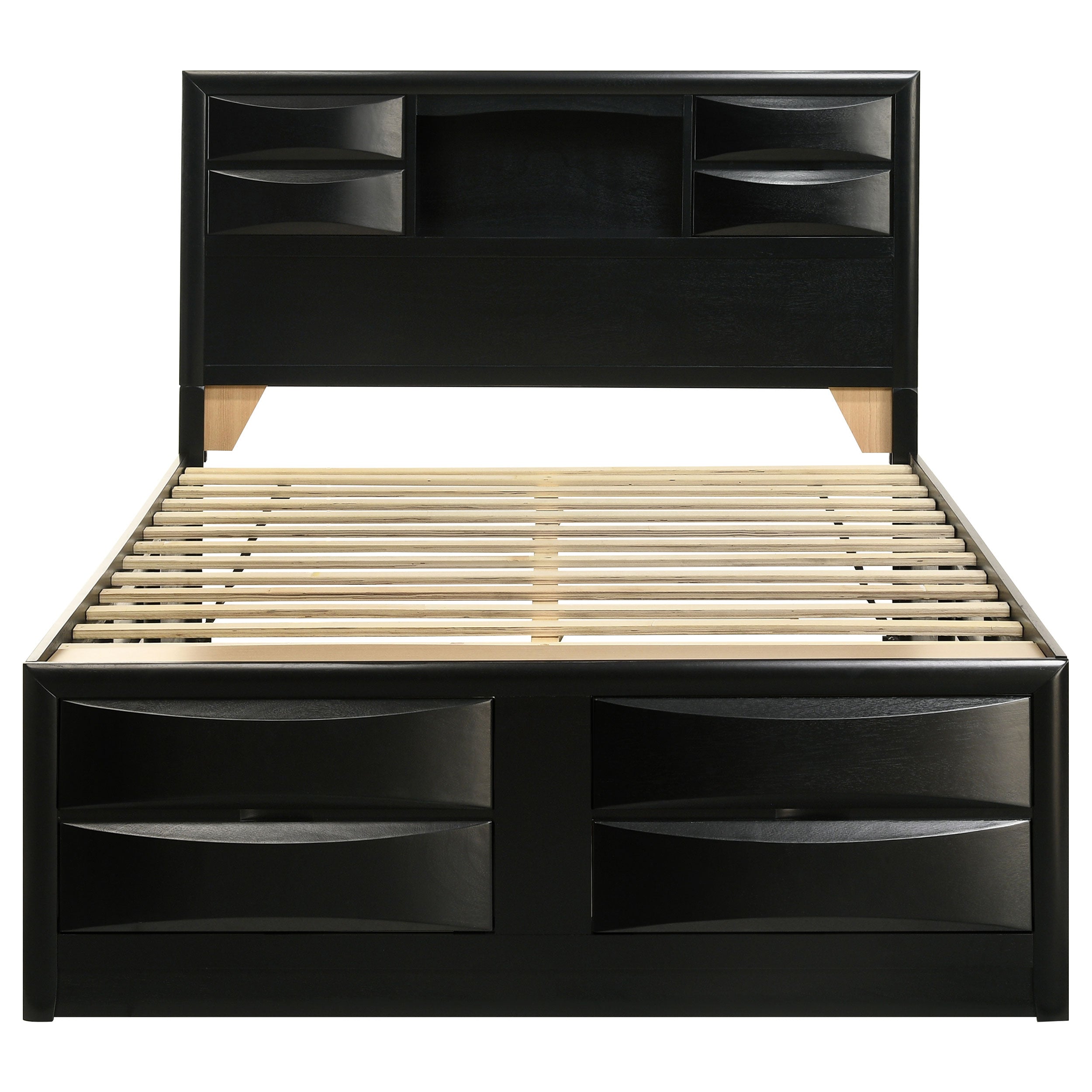 Briana Wood Queen Storage Bookcase Bed Black-CoasterEssence