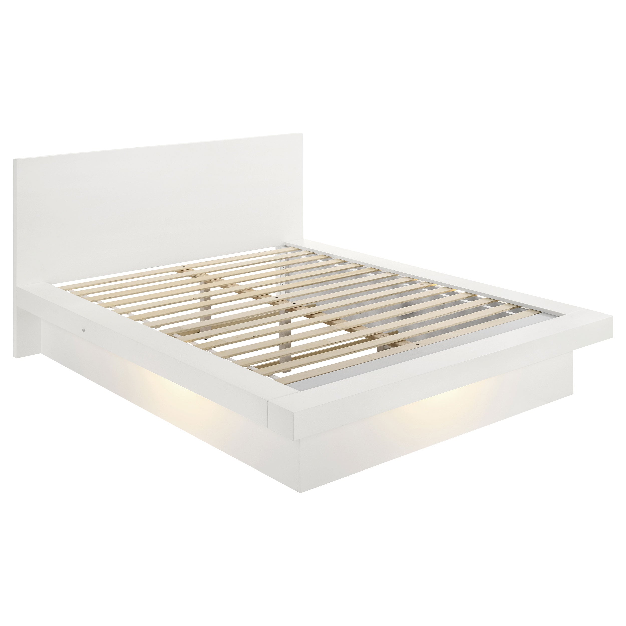 Jessica Wood Queen LED Panel Bed Snow White-CoasterEssence