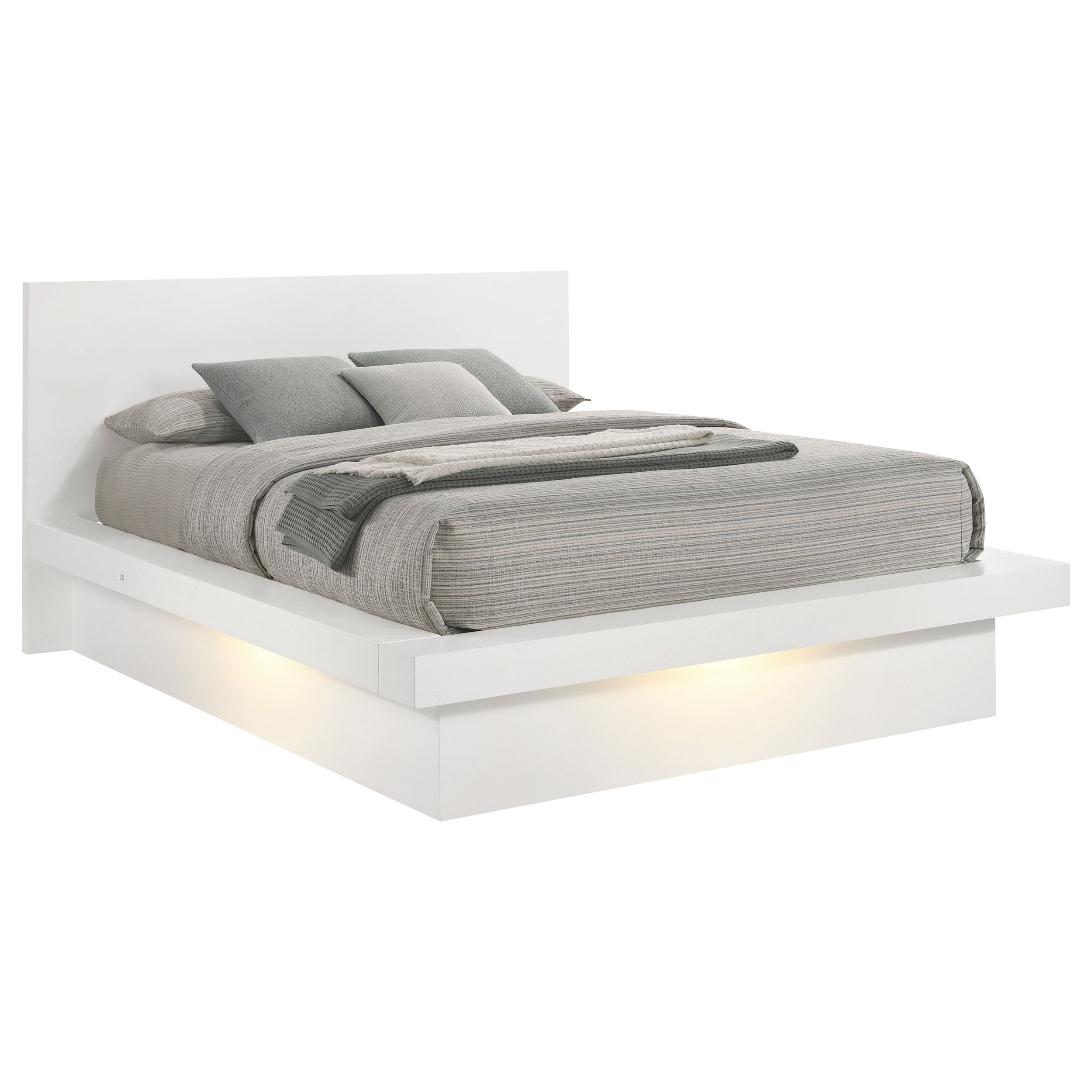 Jessica Wood Queen LED Panel Bed Snow White-CoasterEssence