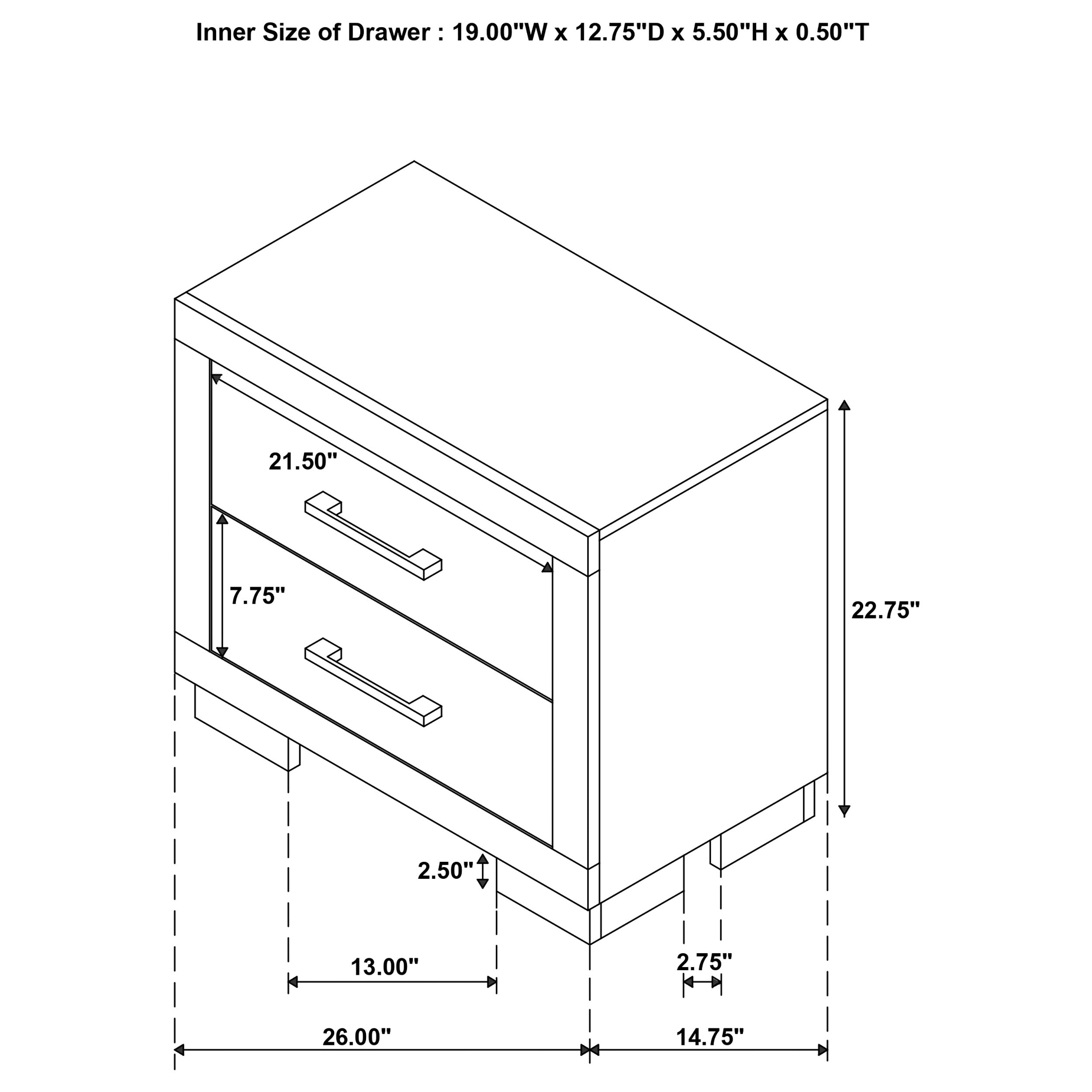 Jessica 2-drawer Nightstand Snow White-CoasterEssence