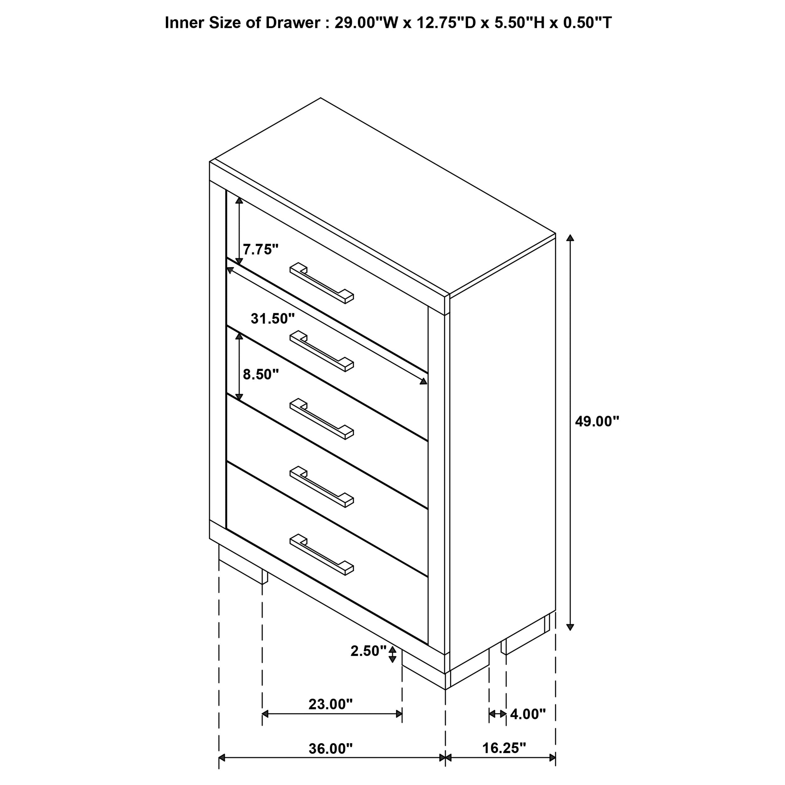Jessica 5-drawer Bedroom Chest Snow White-CoasterEssence
