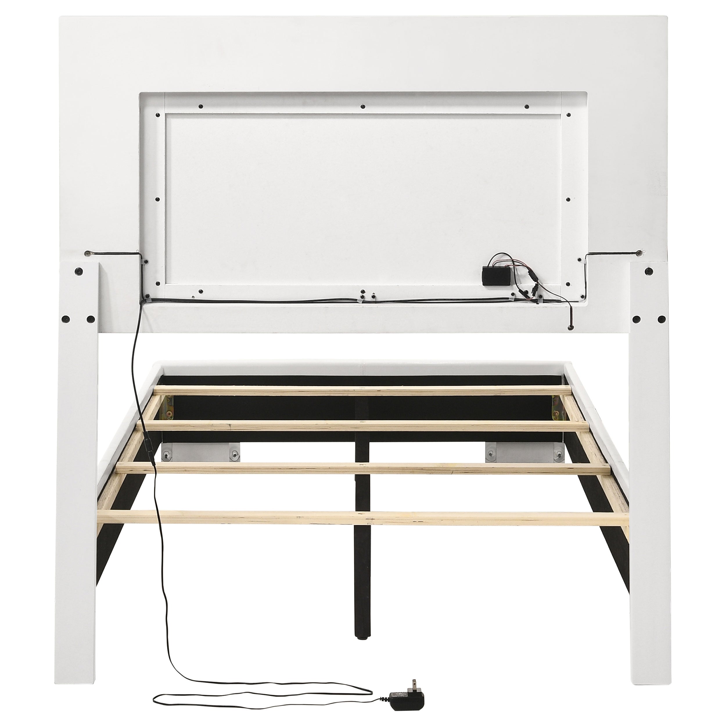 Felicity Wood Twin LED Panel Bed White High Gloss-CoasterEssence