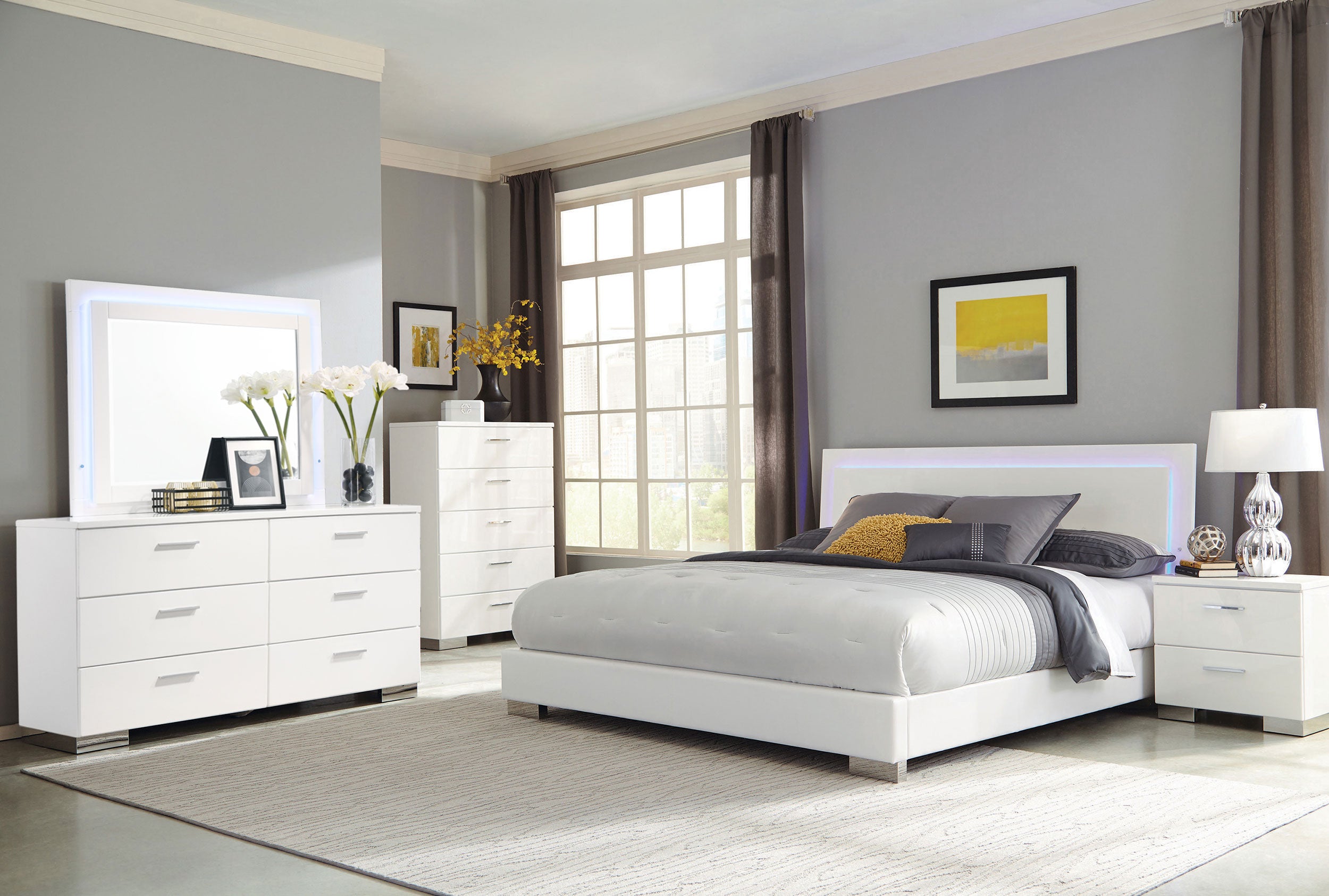 Felicity 2-drawer Nightstand White High Gloss-CoasterEssence