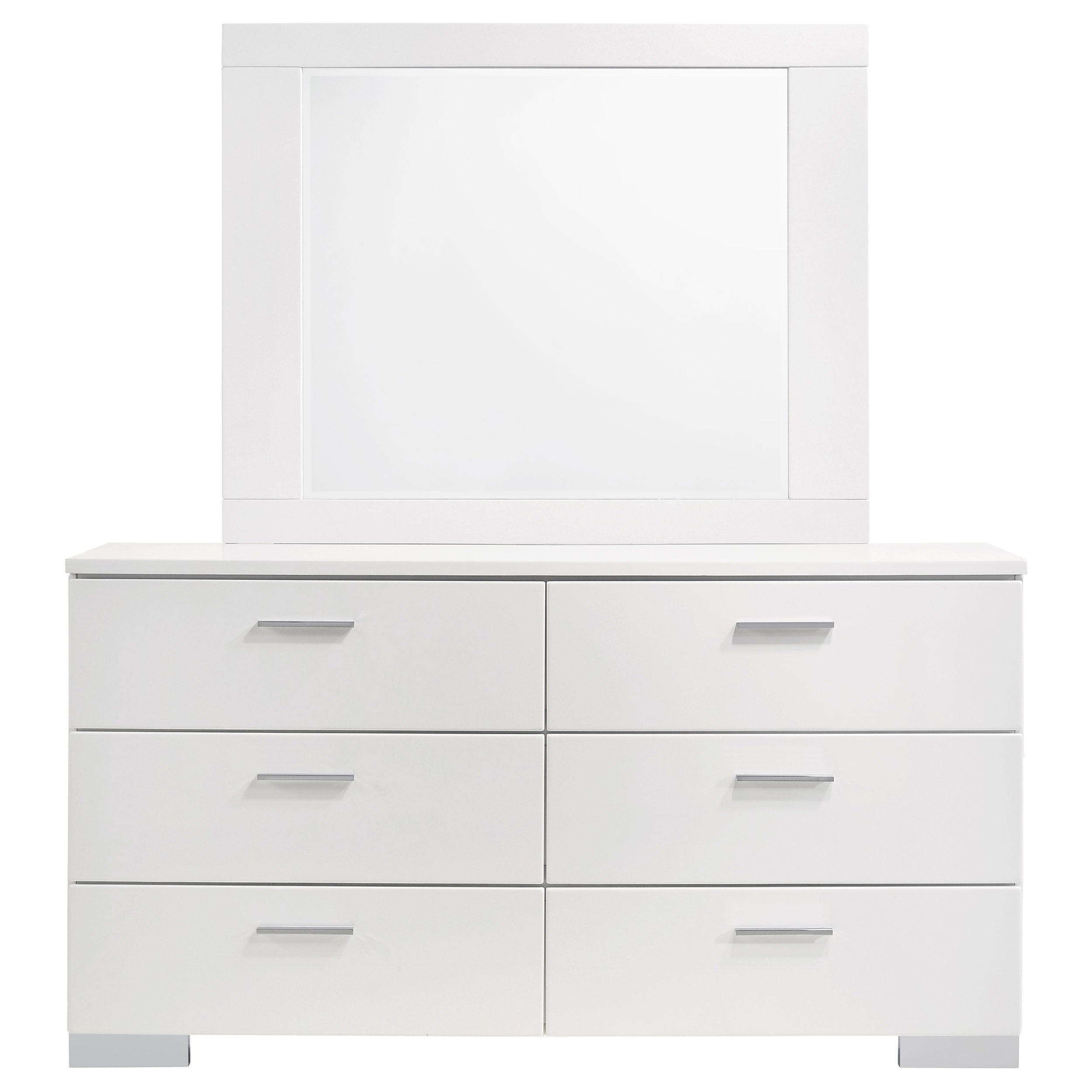 Felicity 6-drawer Wood Dresser with Mirror White High Gloss-CoasterEssence