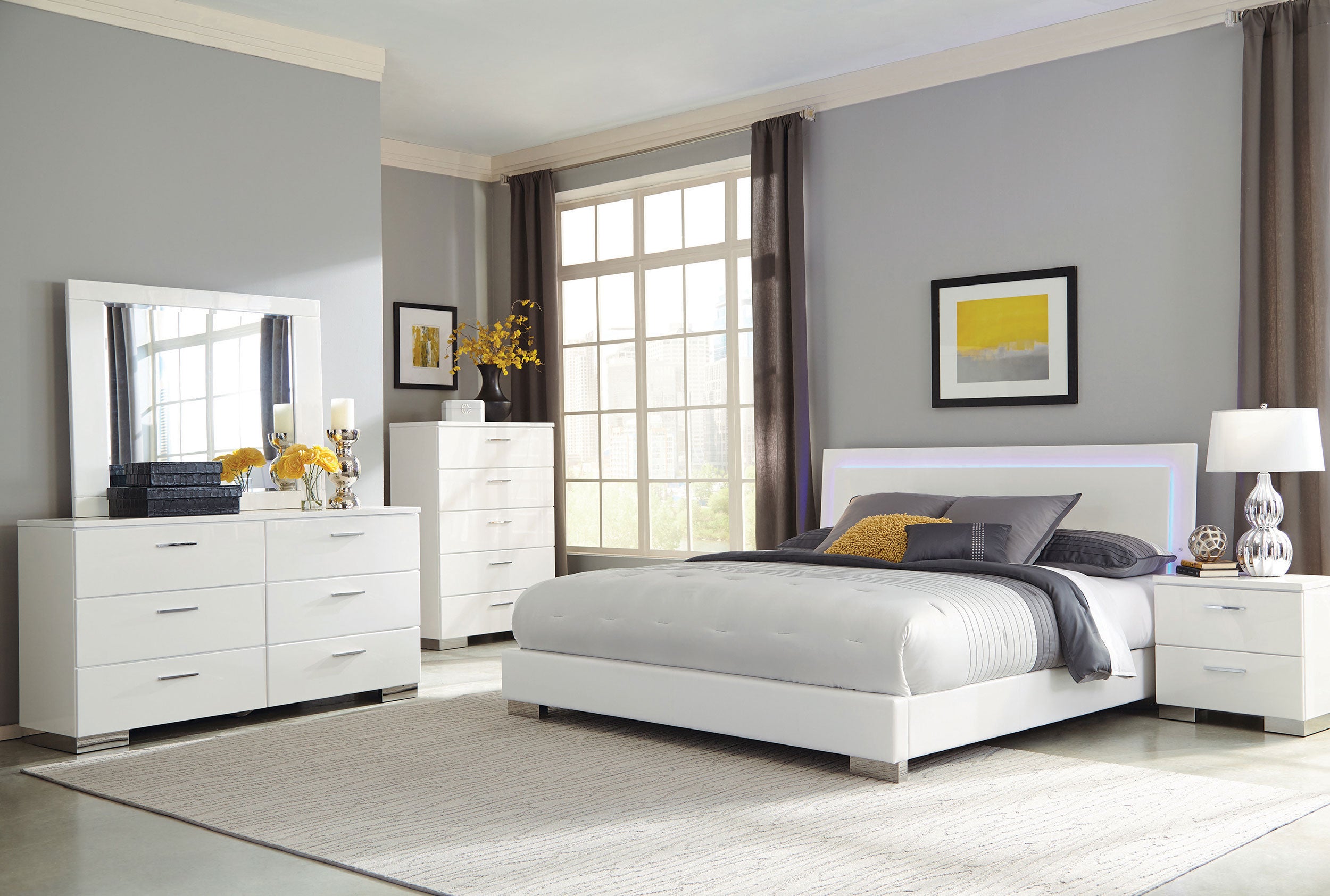 Felicity Dresser Mirror White High Gloss-CoasterEssence