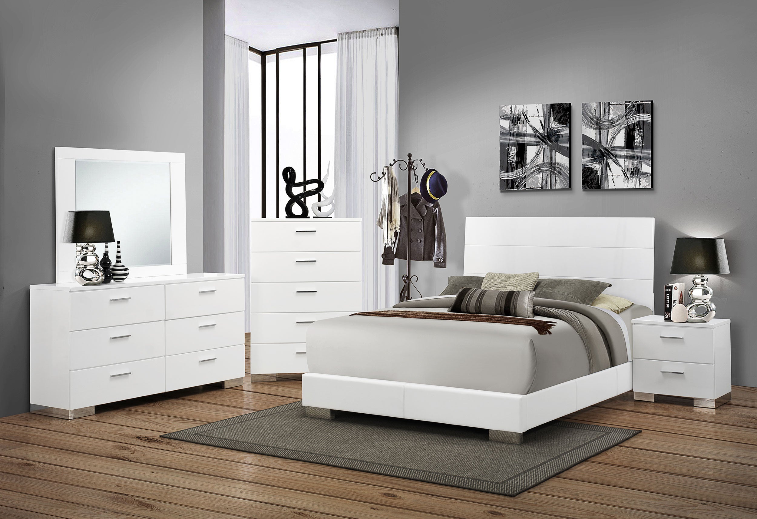 Felicity 5-drawer Bedroom Chest White High Gloss-CoasterEssence