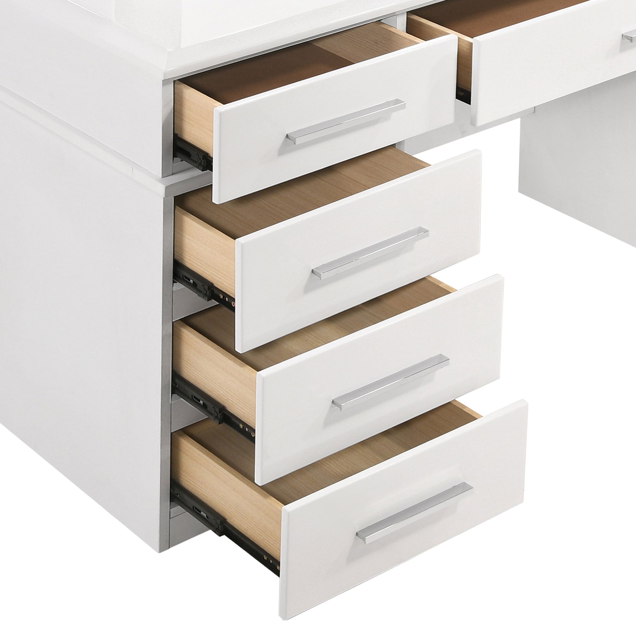 Felicity 9-drawer Vanity Table Lighted Mirror Glossy White-CoasterElevations