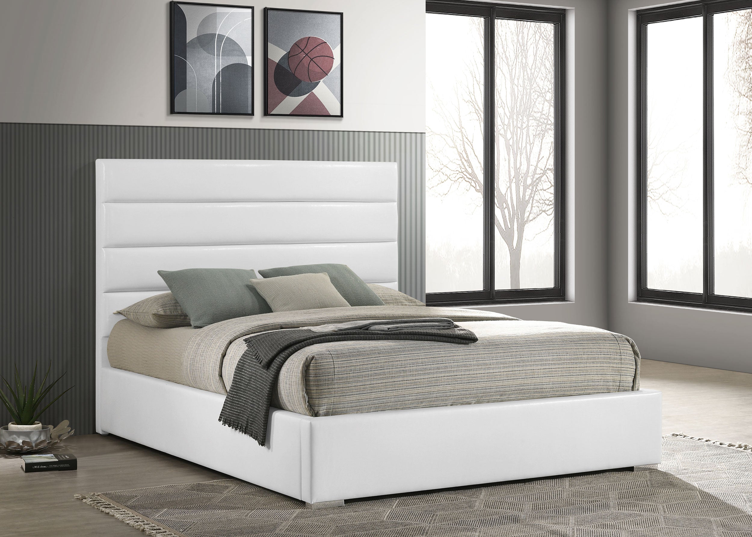 Felicity 53-inch Upholstered Queen Platform Bed White-