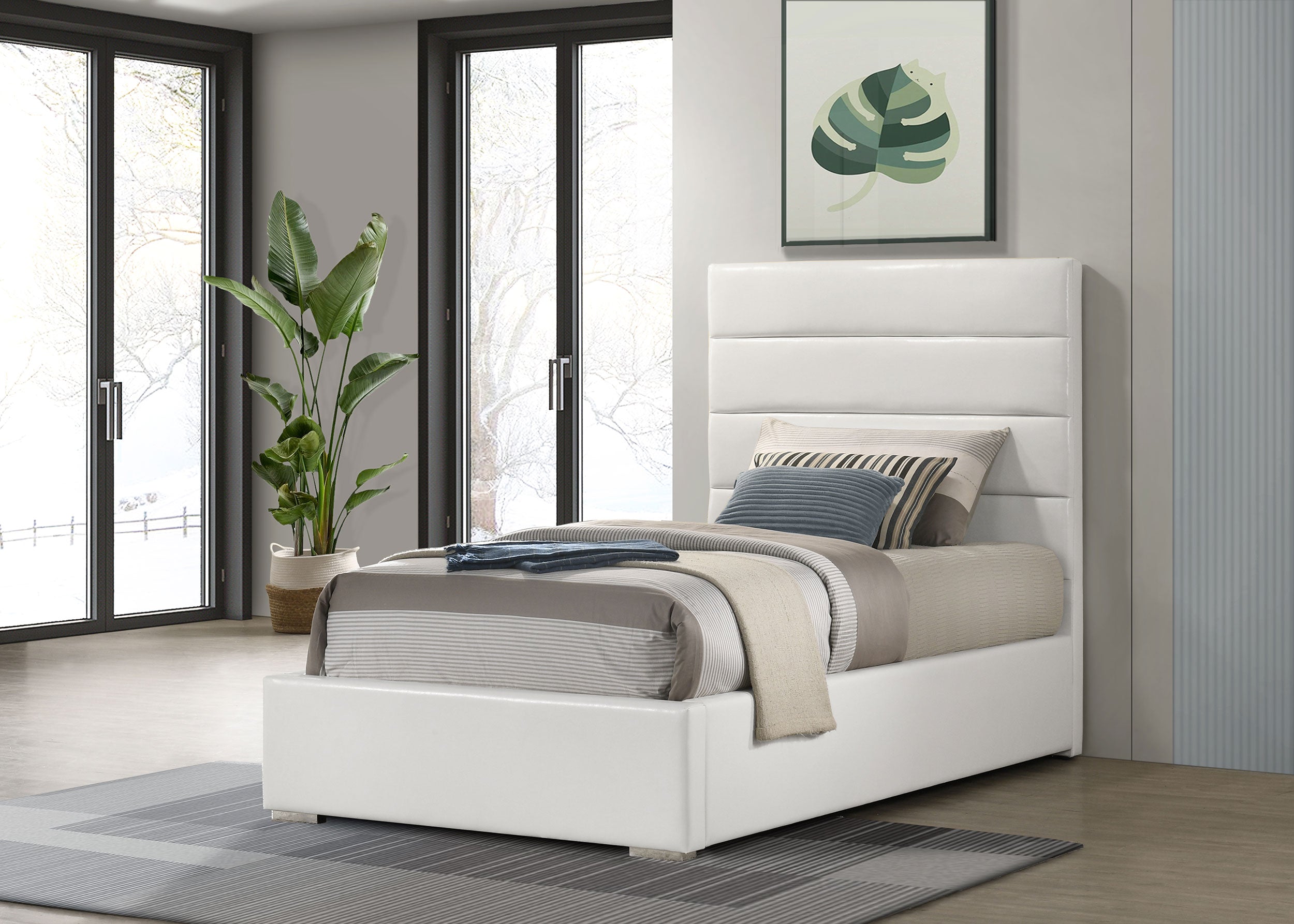 Felicity 53-inch Upholstered Twin Platform Bed White-