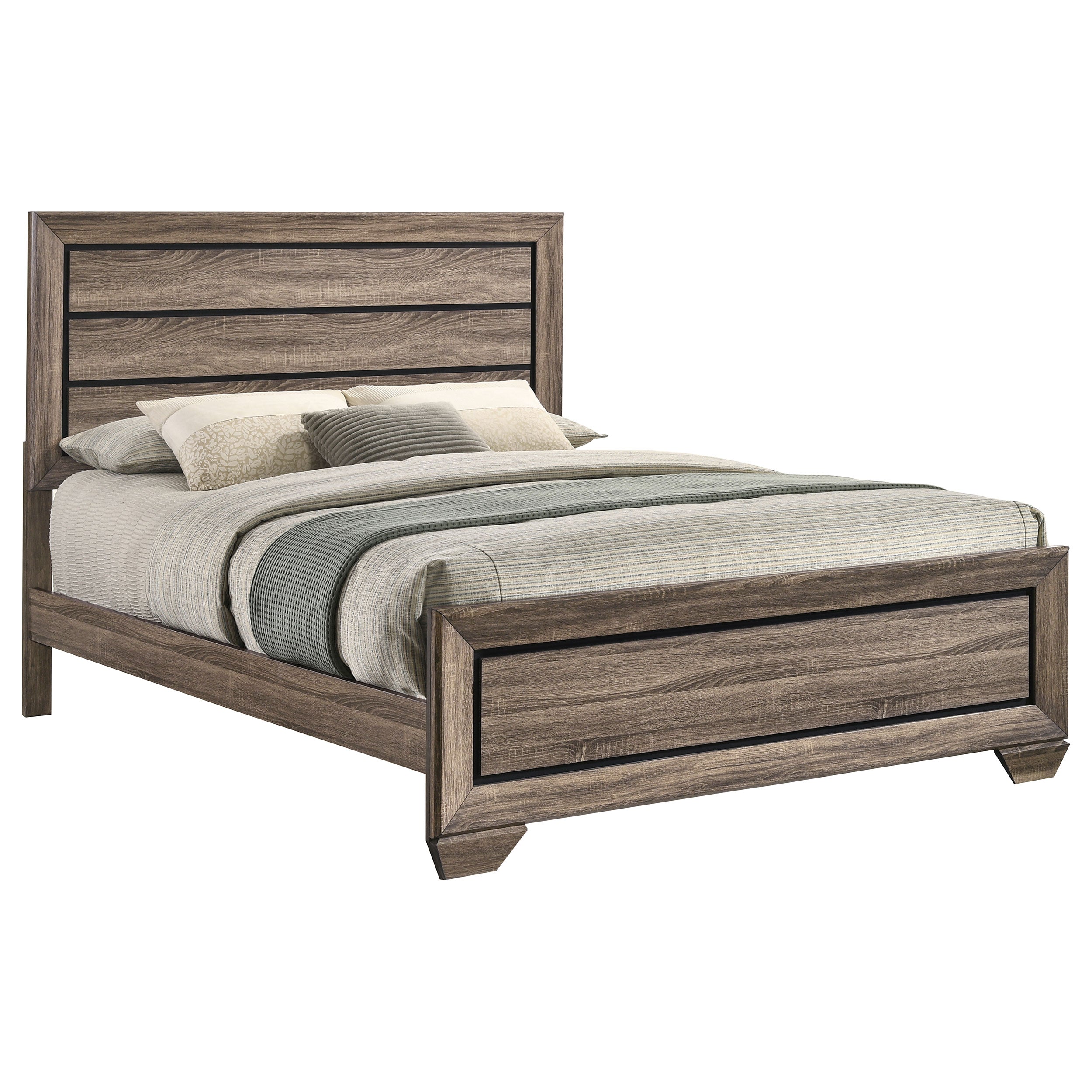 Kauffman Wood Queen Panel Bed Washed Taupe-CoasterEveryday