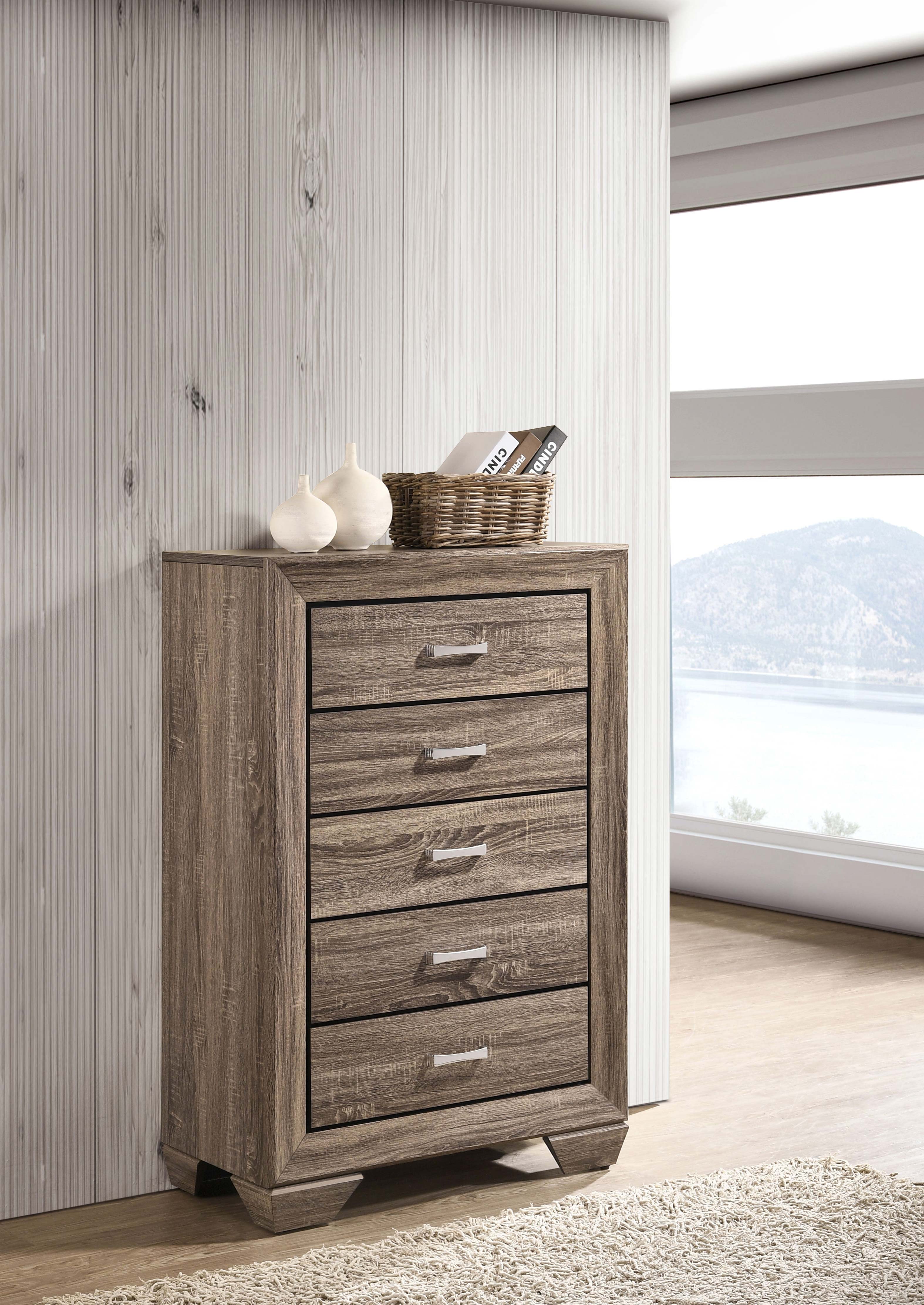 Kauffman 5-drawer Bedroom Chest Washed Taupe-CoasterEveryday