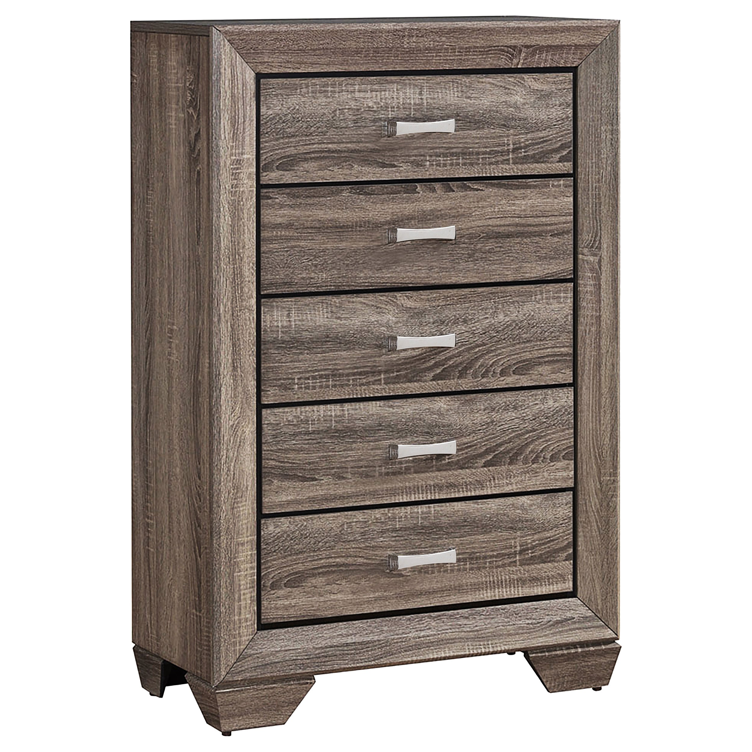 Kauffman 5-drawer Bedroom Chest Washed Taupe-CoasterEveryday