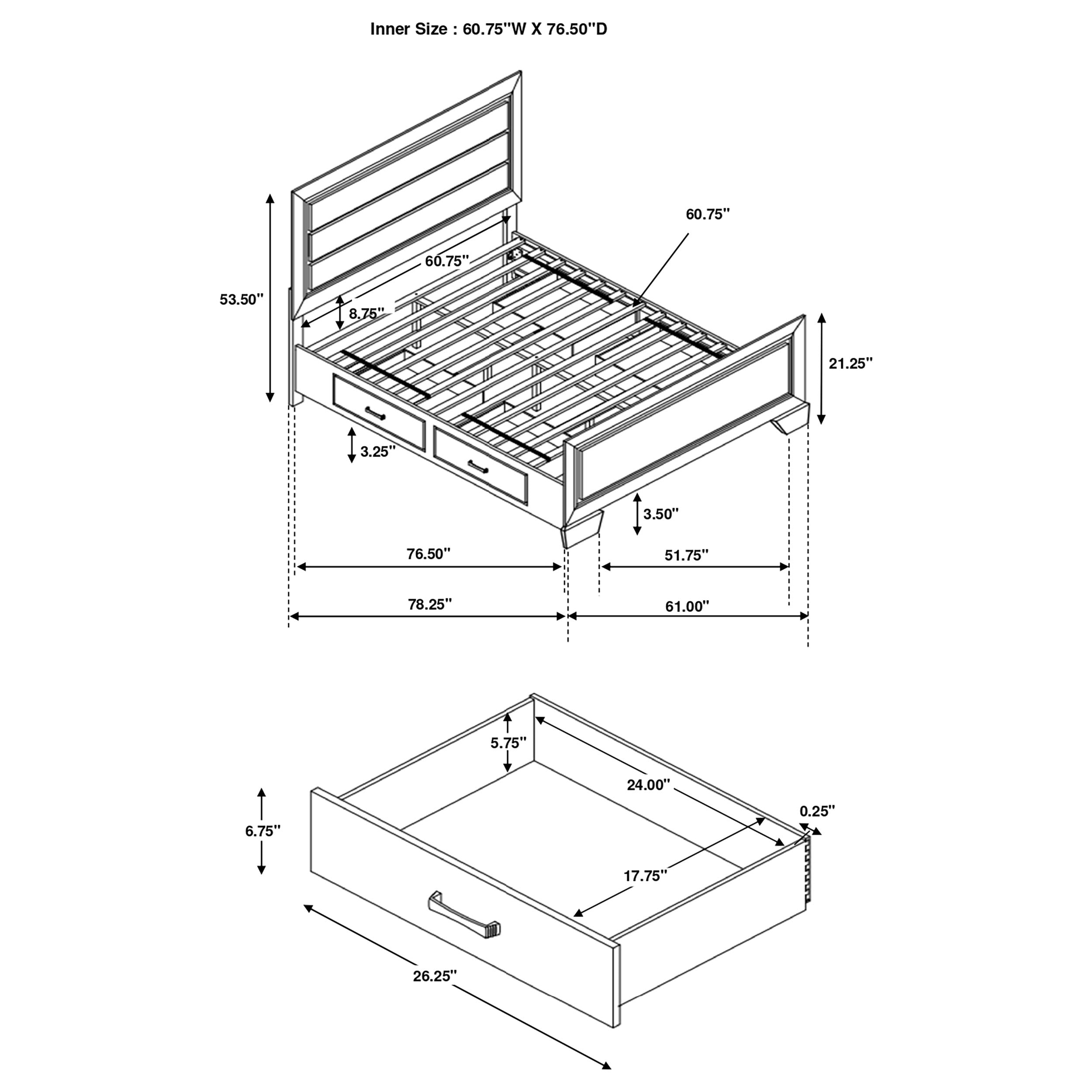 Kauffman Wood Queen Storage Panel Bed Dark Cocoa-CoasterEveryday