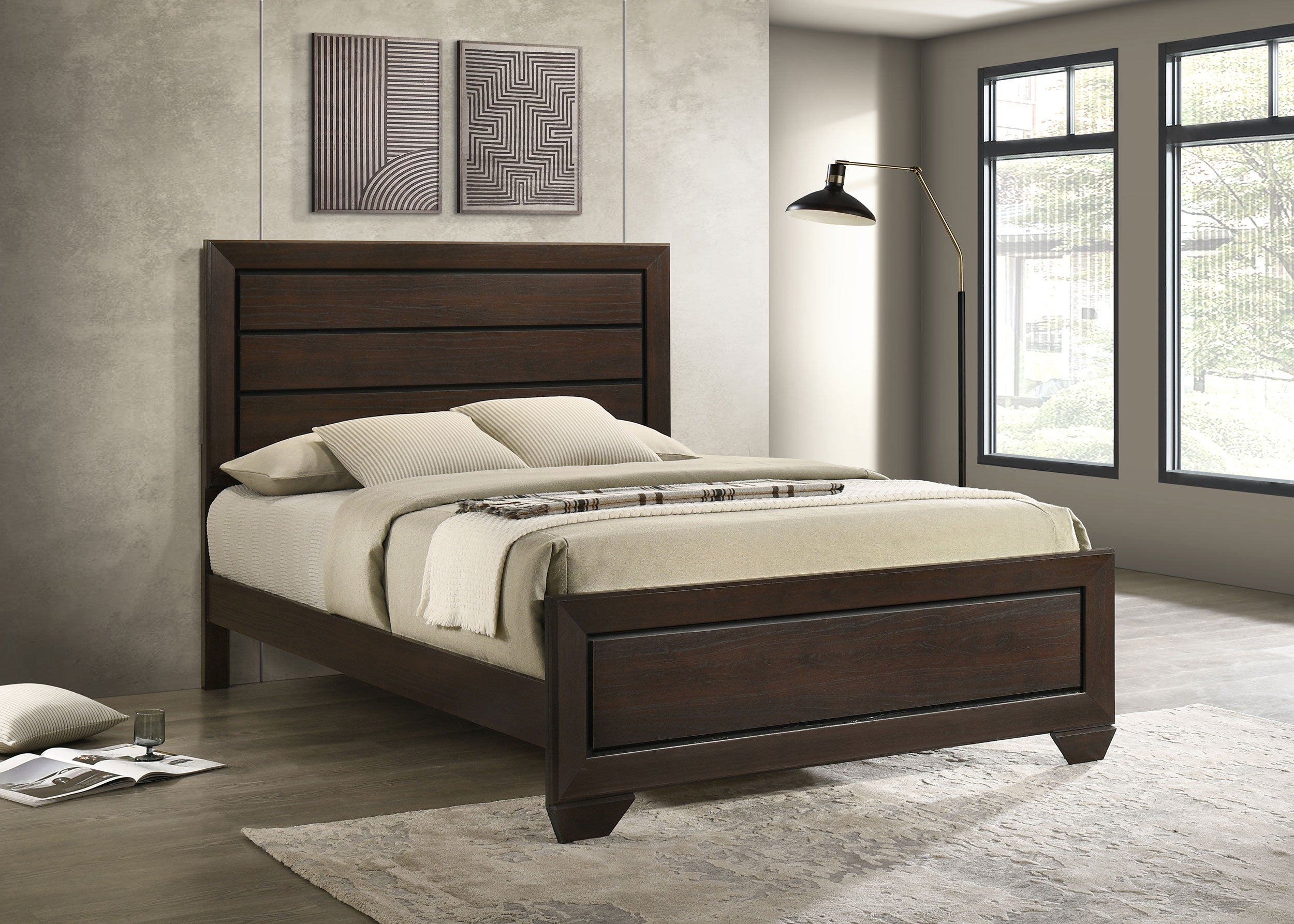Kauffman Wood Queen Panel Bed Dark Cocoa-CoasterEveryday