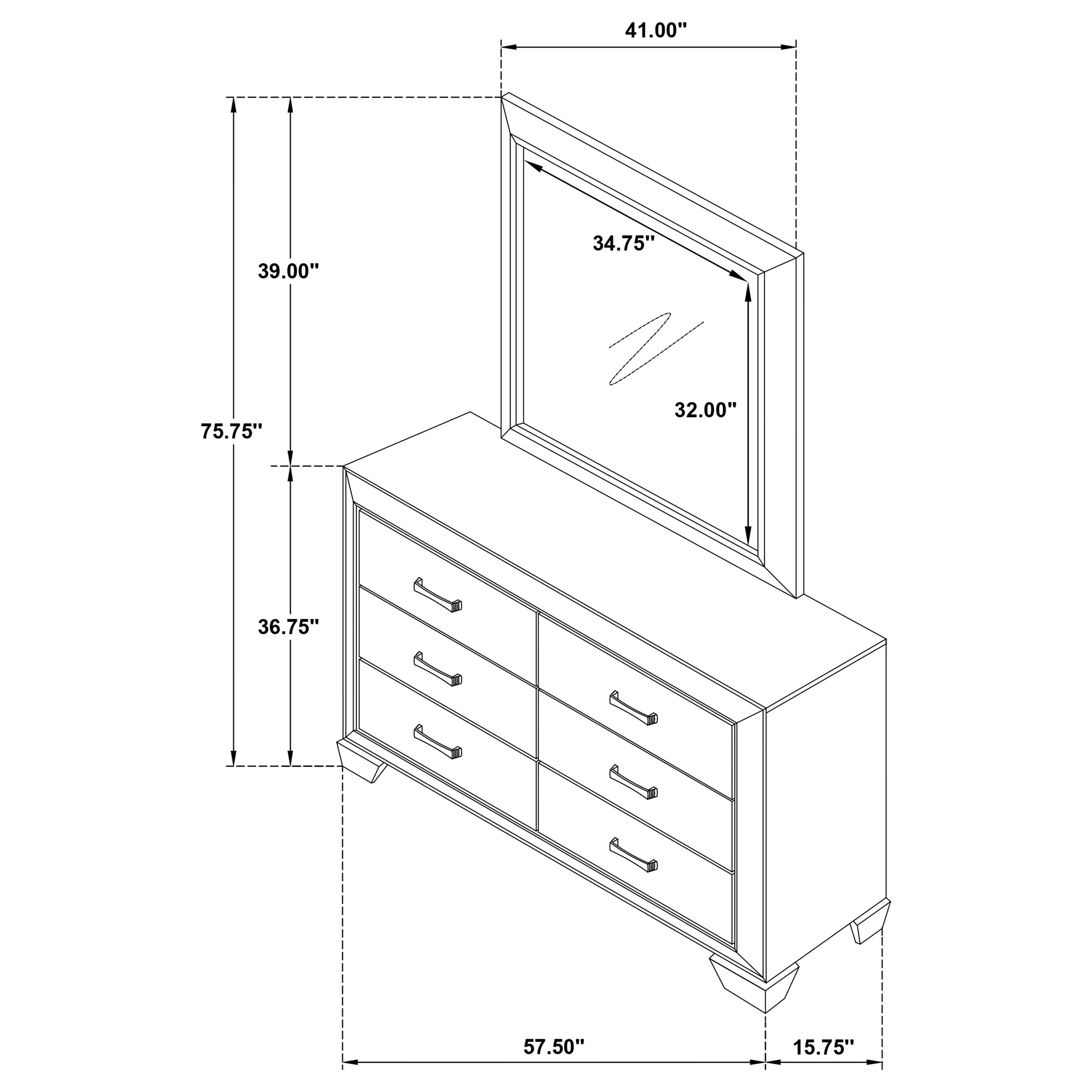 Kauffman 6-drawer Dresser with Mirror Dark Cocoa-CoasterEveryday