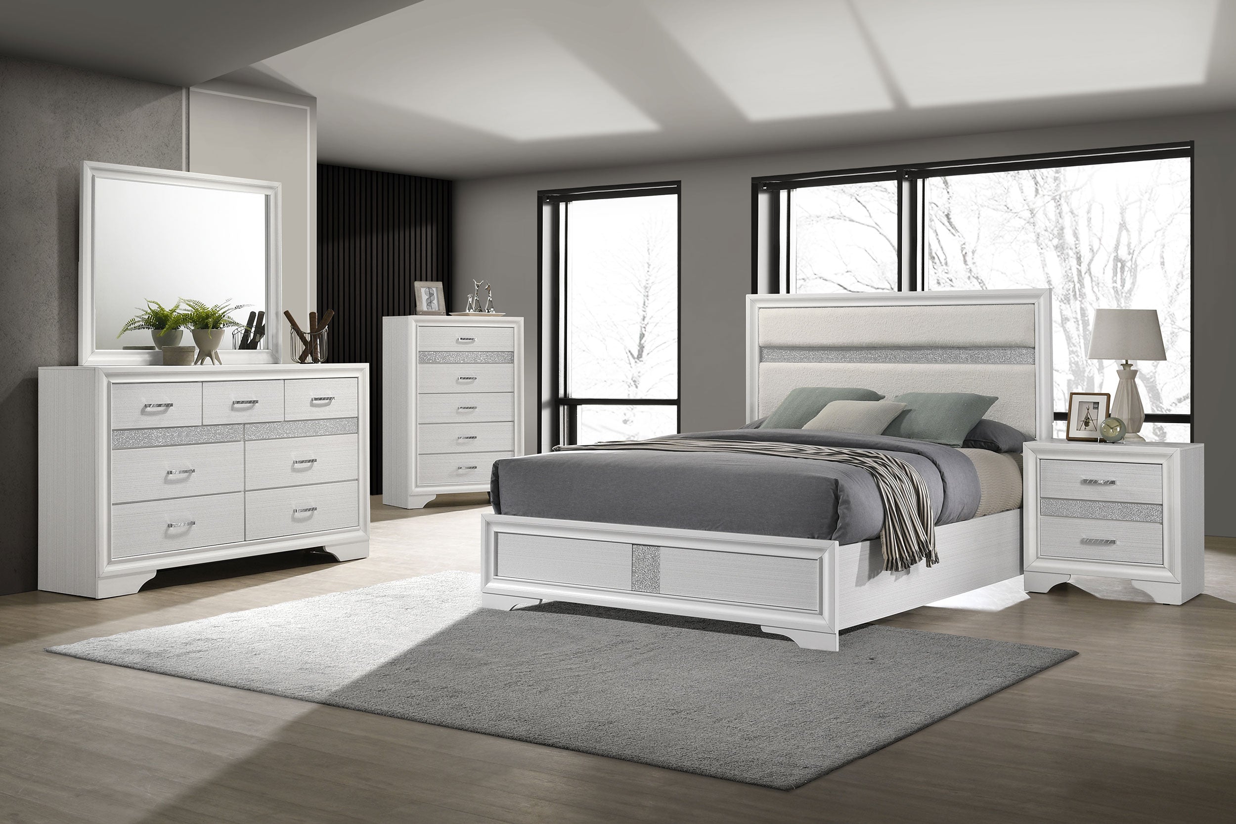 Miranda 54-inch Upholstered Full Panel Bed White-