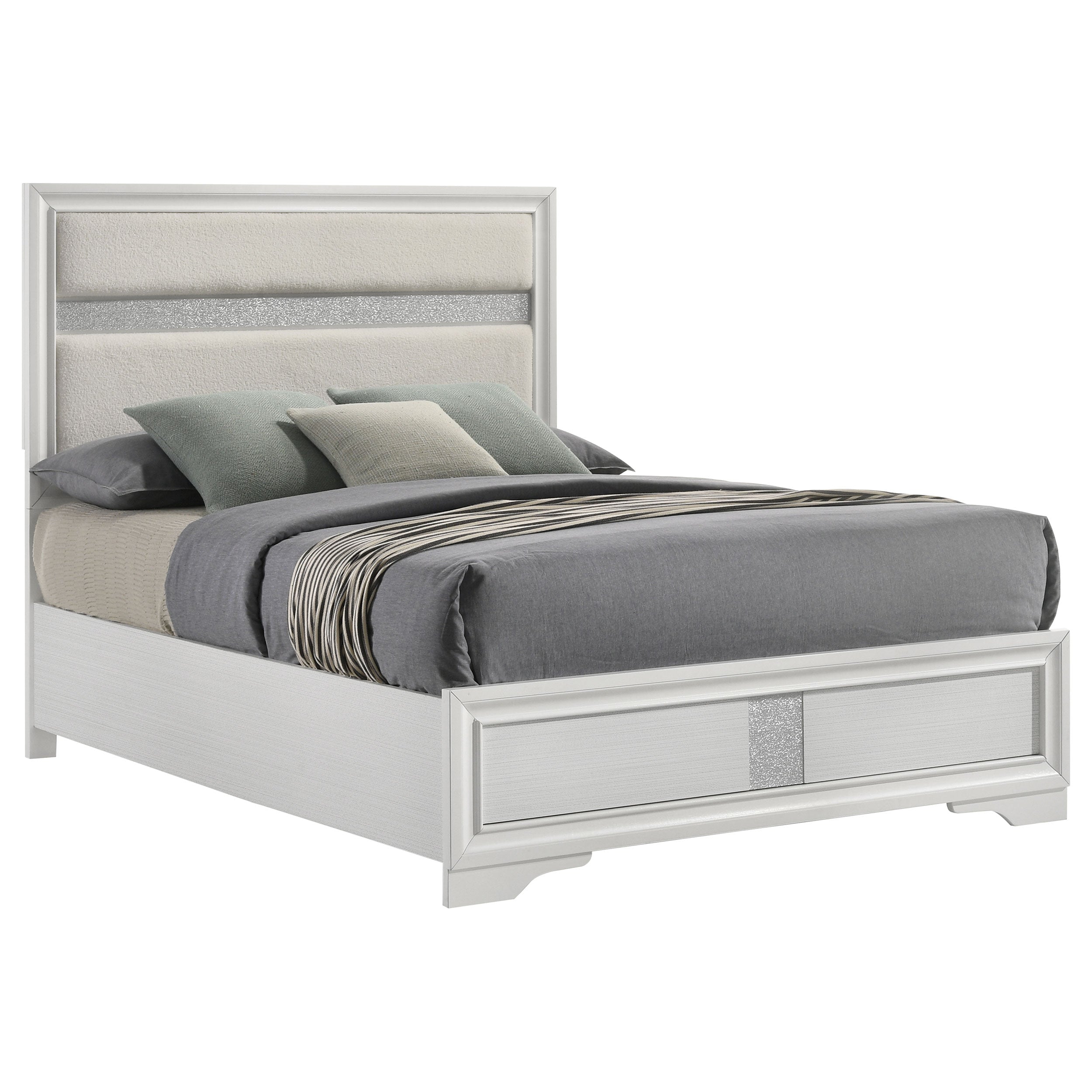 Miranda 54-inch Upholstered Queen Panel Bed White-