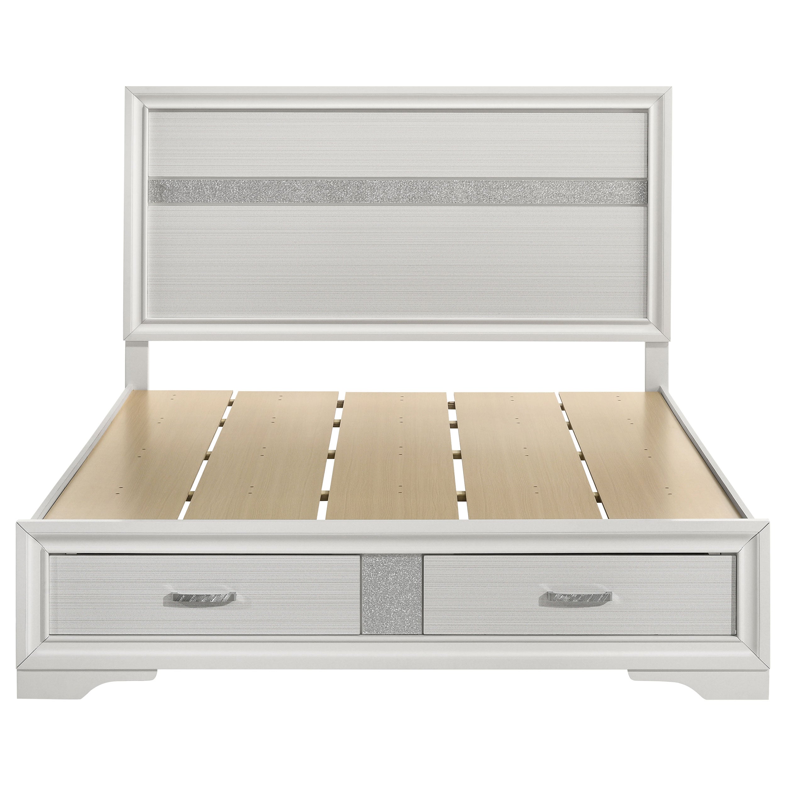 Miranda 51-inch Wood Queen Storage Panel Bed White-CoasterEveryday