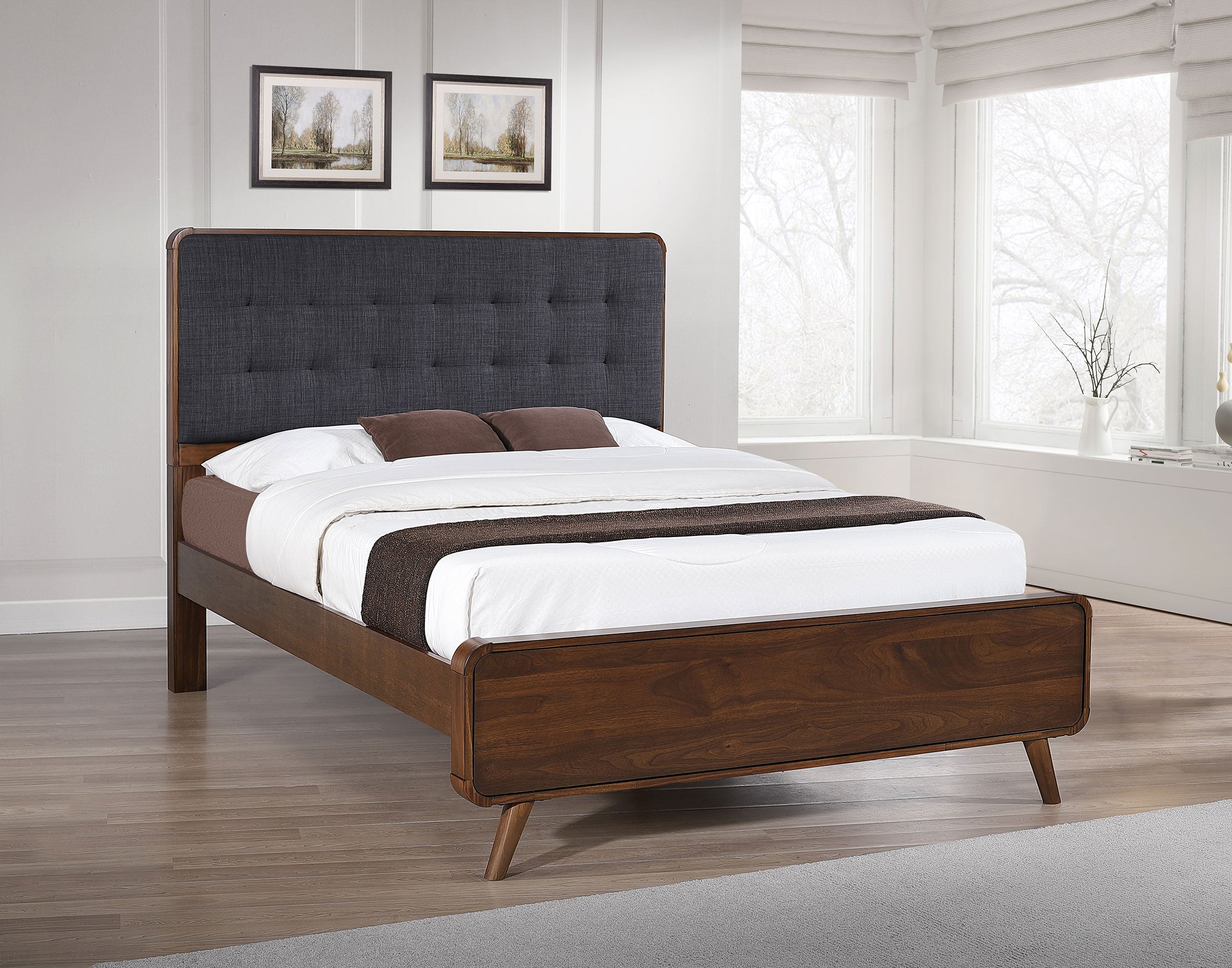 Robyn Wood Queen Platform Bed Dark Walnut-CoasterEssence