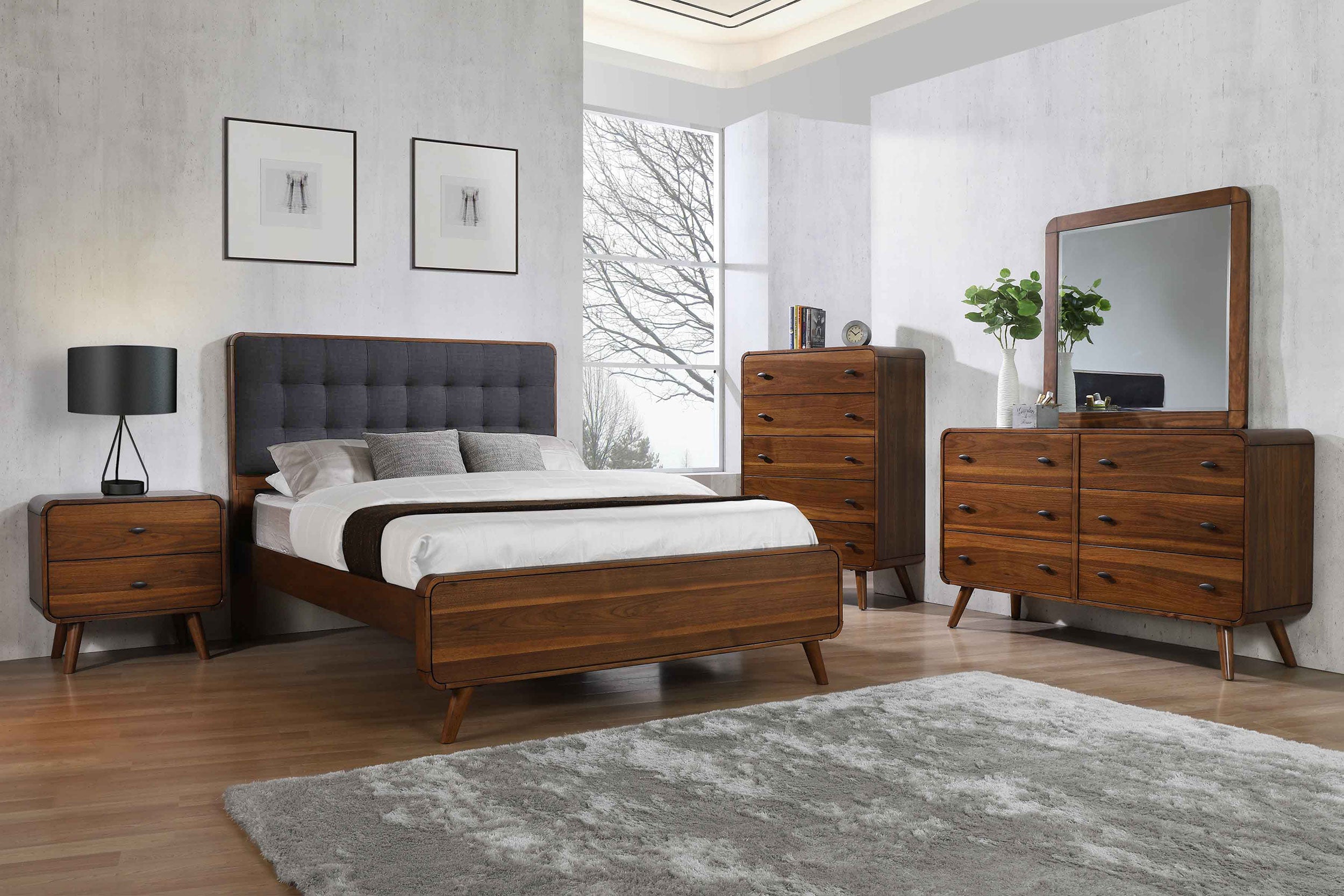 Robyn Wood Queen Platform Bed Dark Walnut-CoasterEssence