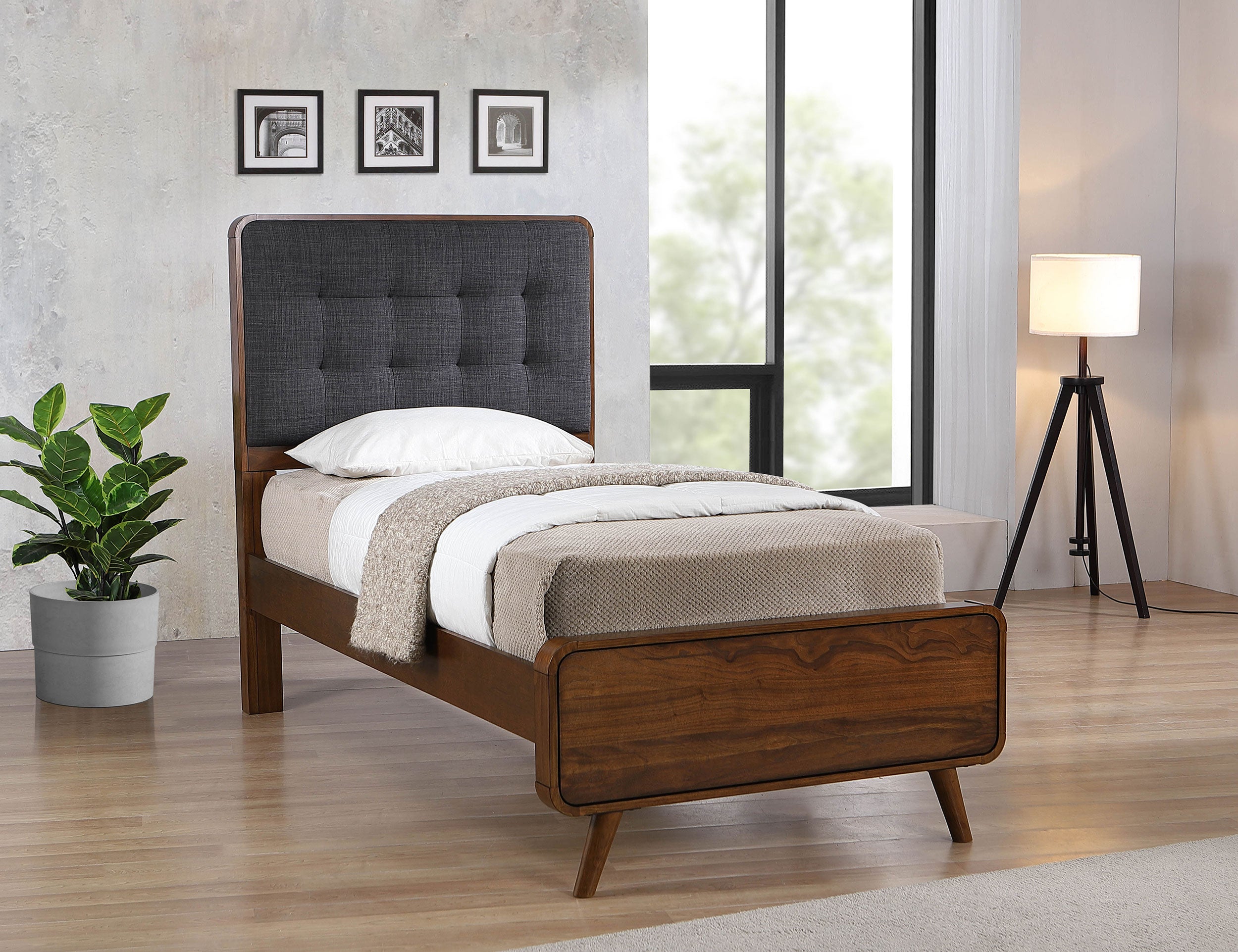 Robyn Wood Twin Platform Bed Dark Walnut-