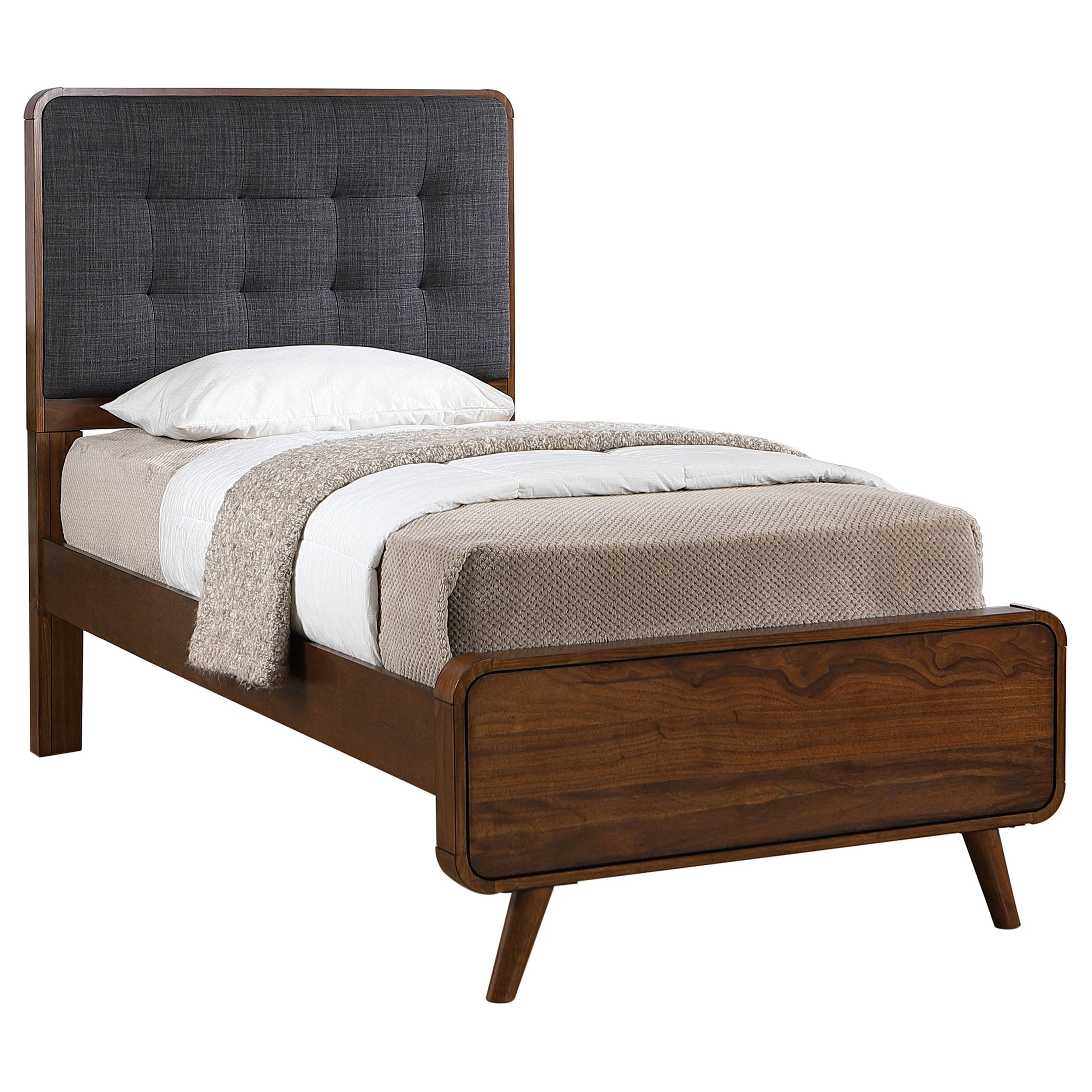 Robyn Wood Twin Platform Bed Dark Walnut-