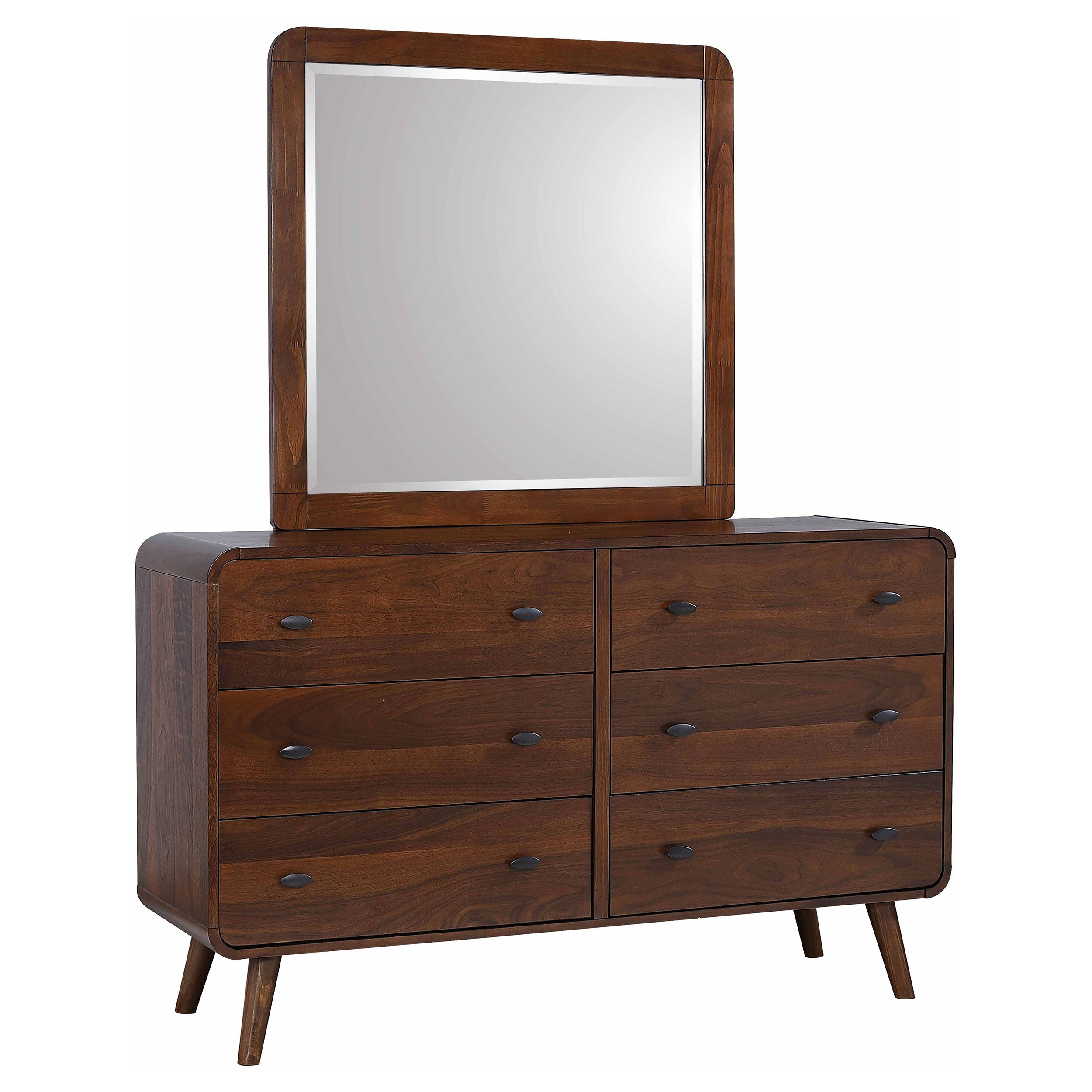 Robyn 6-drawer Dresser with Mirror Dark Walnut-CoasterEssence
