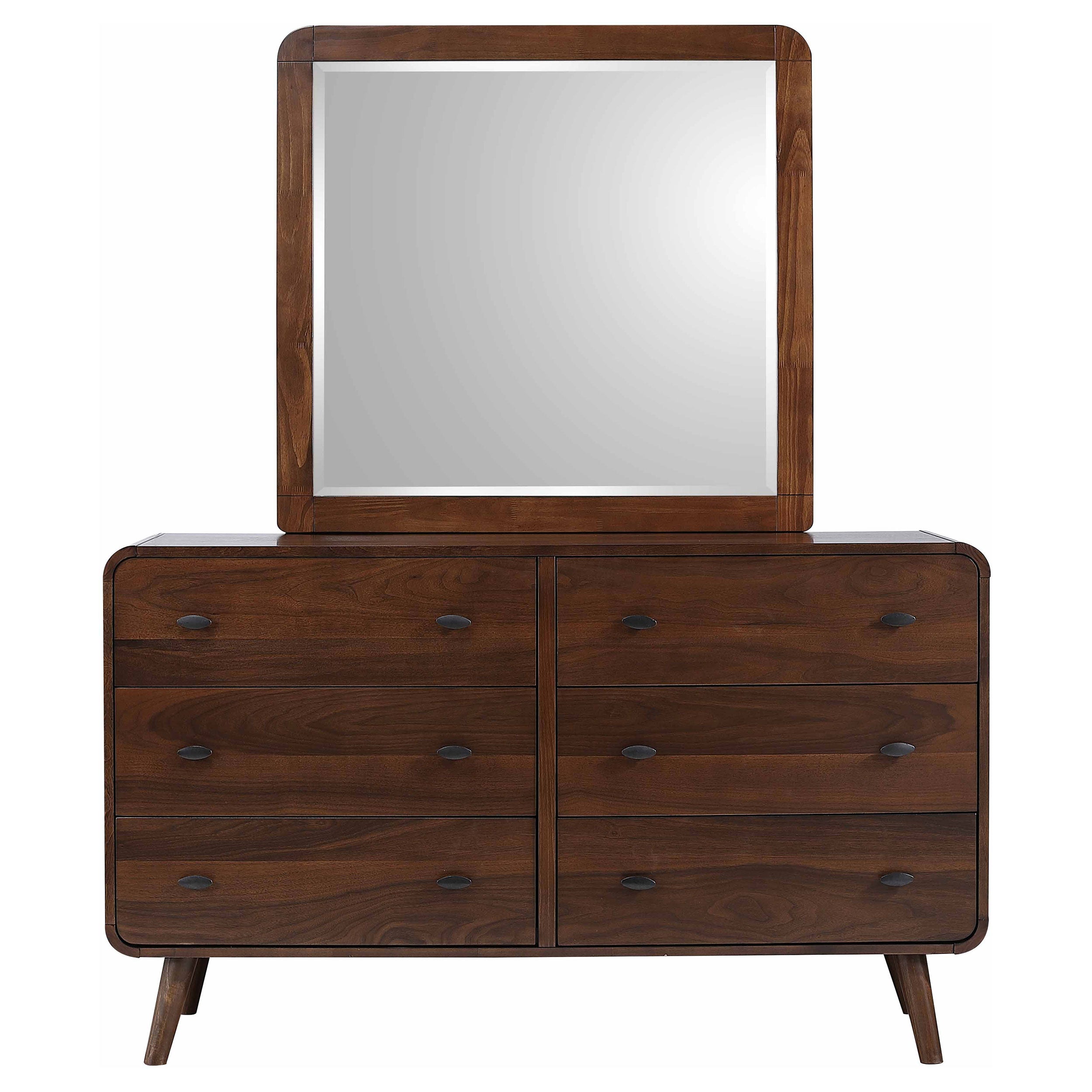 Robyn 6-drawer Dresser with Mirror Dark Walnut-CoasterEssence