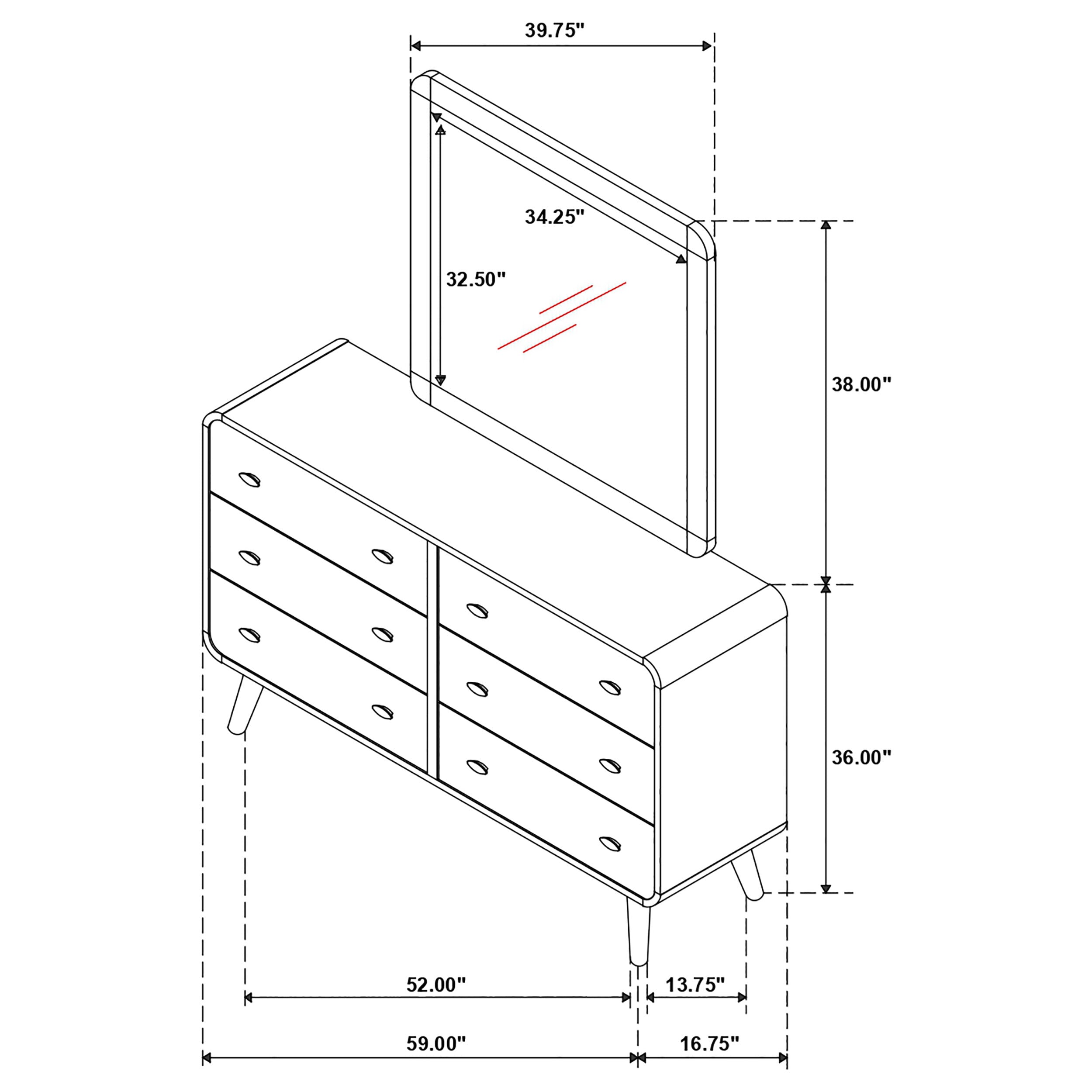 Robyn 6-drawer Dresser with Mirror Dark Walnut-CoasterEssence
