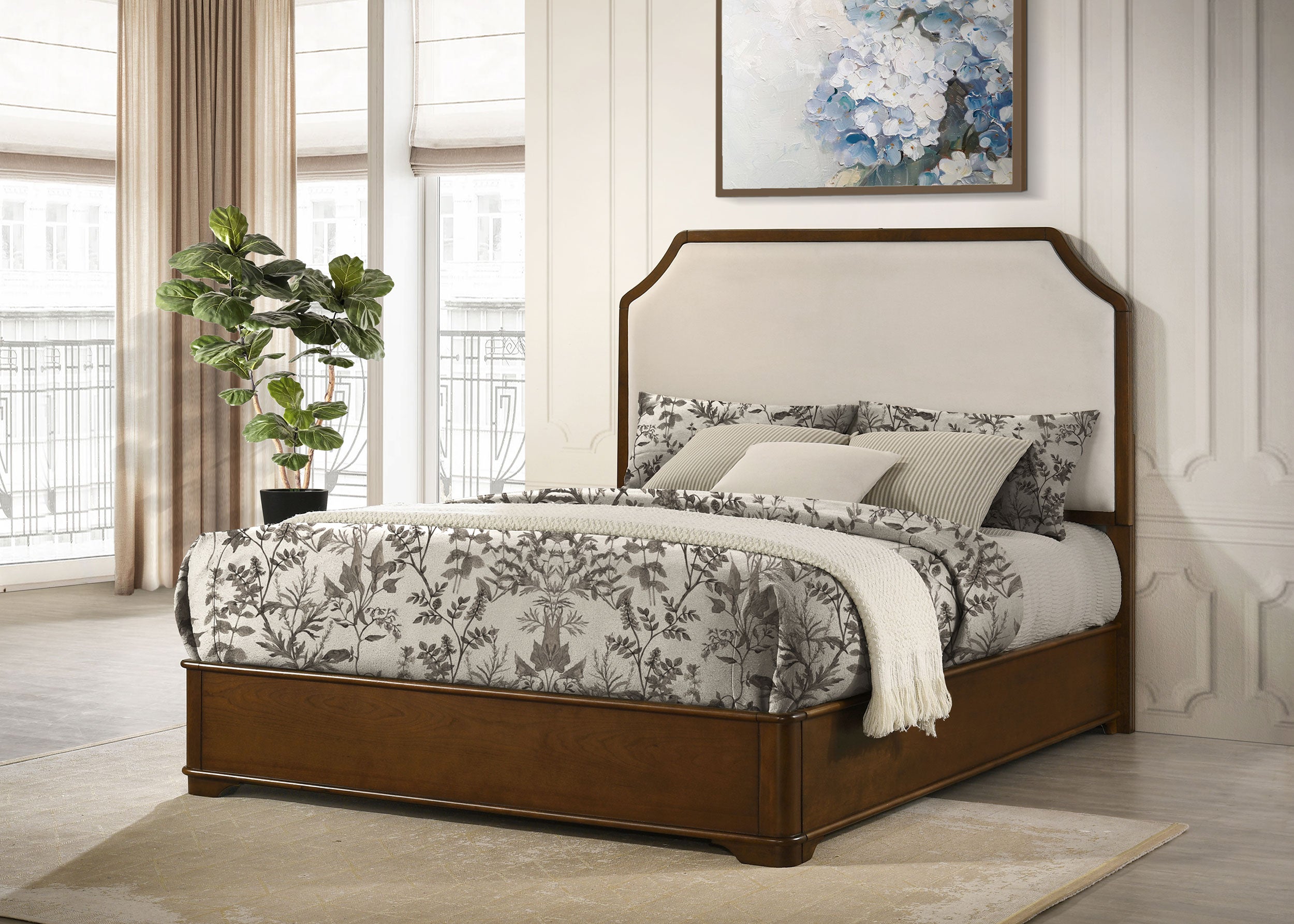 Garland 58-inch Queen Panel Bed Cream and Brown Cherry-