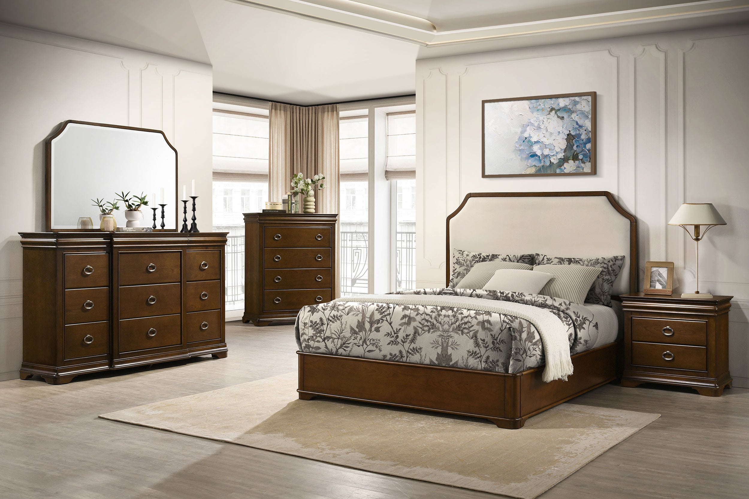 Garland 58-inch Queen Panel Bed Cream and Brown Cherry-