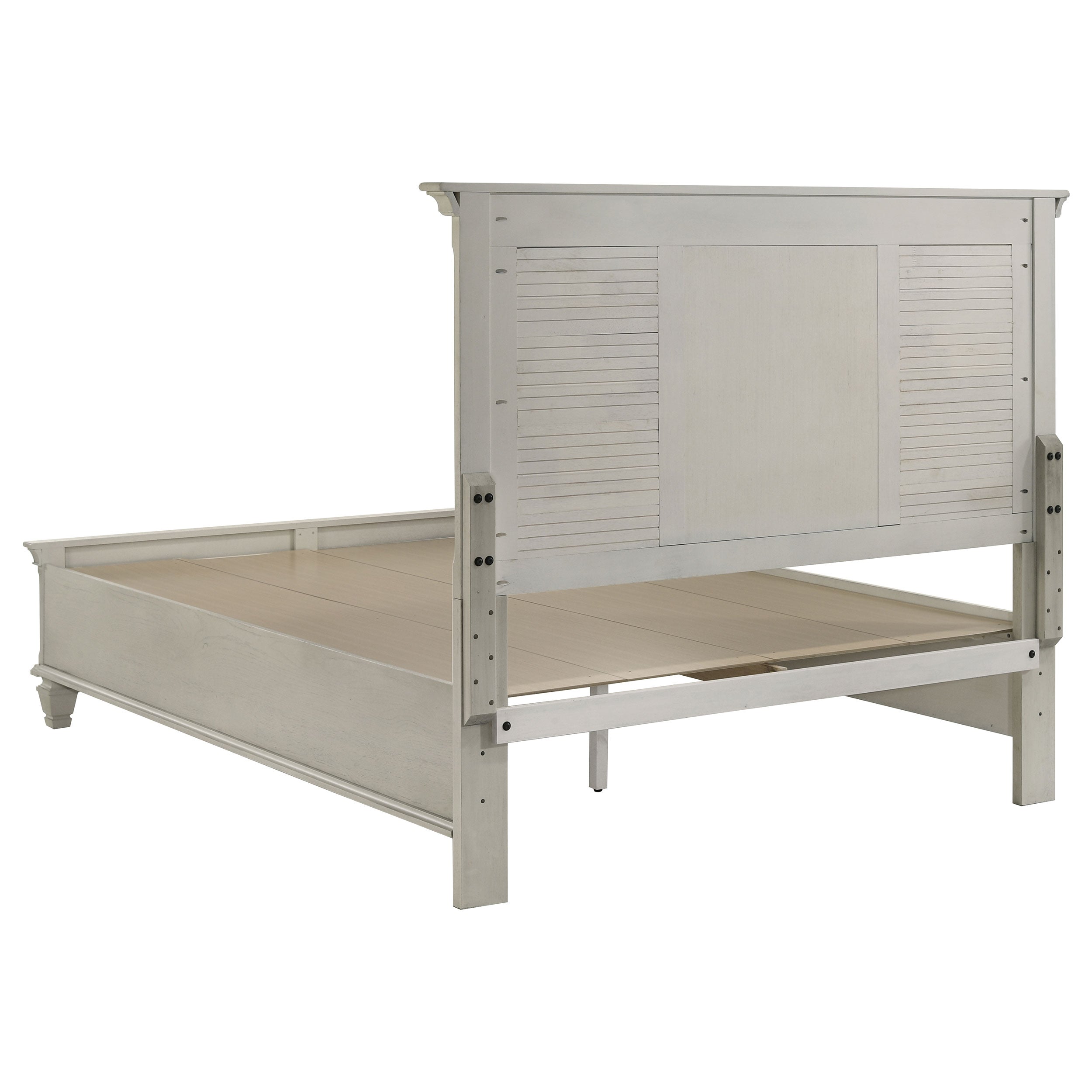 Franco Wood Queen Storage Panel Bed Distressed White-CoasterEssence