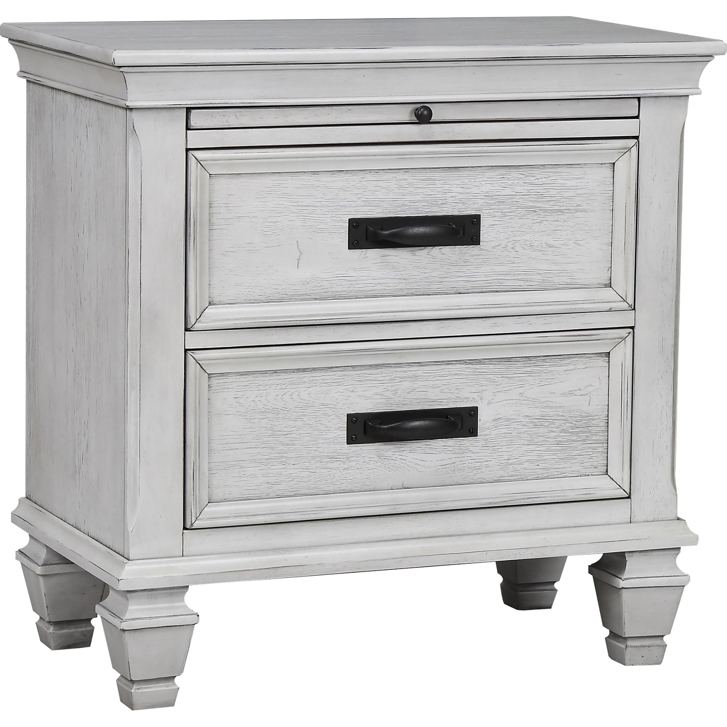 Franco 2-drawer Nightstand Distressed White-CoasterEssence