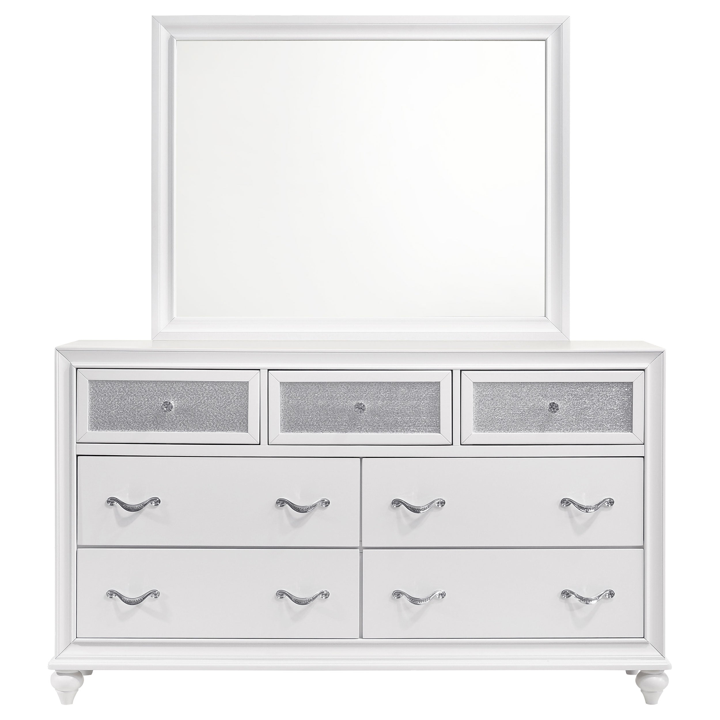 Barzini 7-drawer Dresser with Mirror White-CoasterEveryday