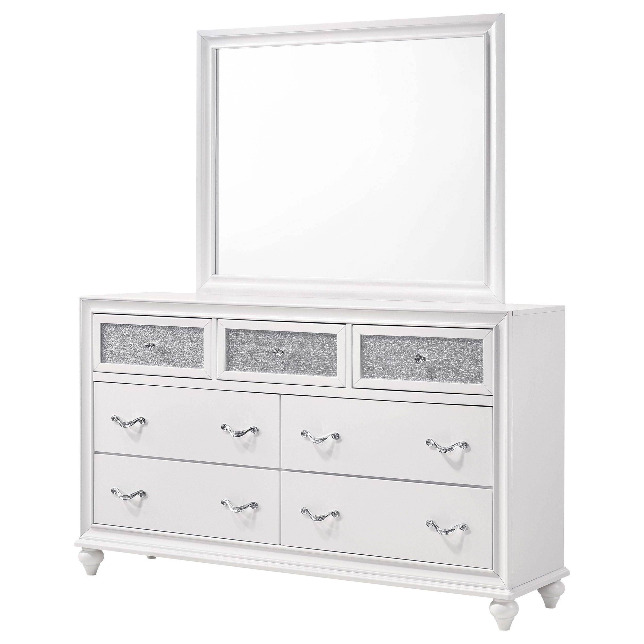 Barzini 7-drawer Dresser with Mirror White-CoasterEveryday