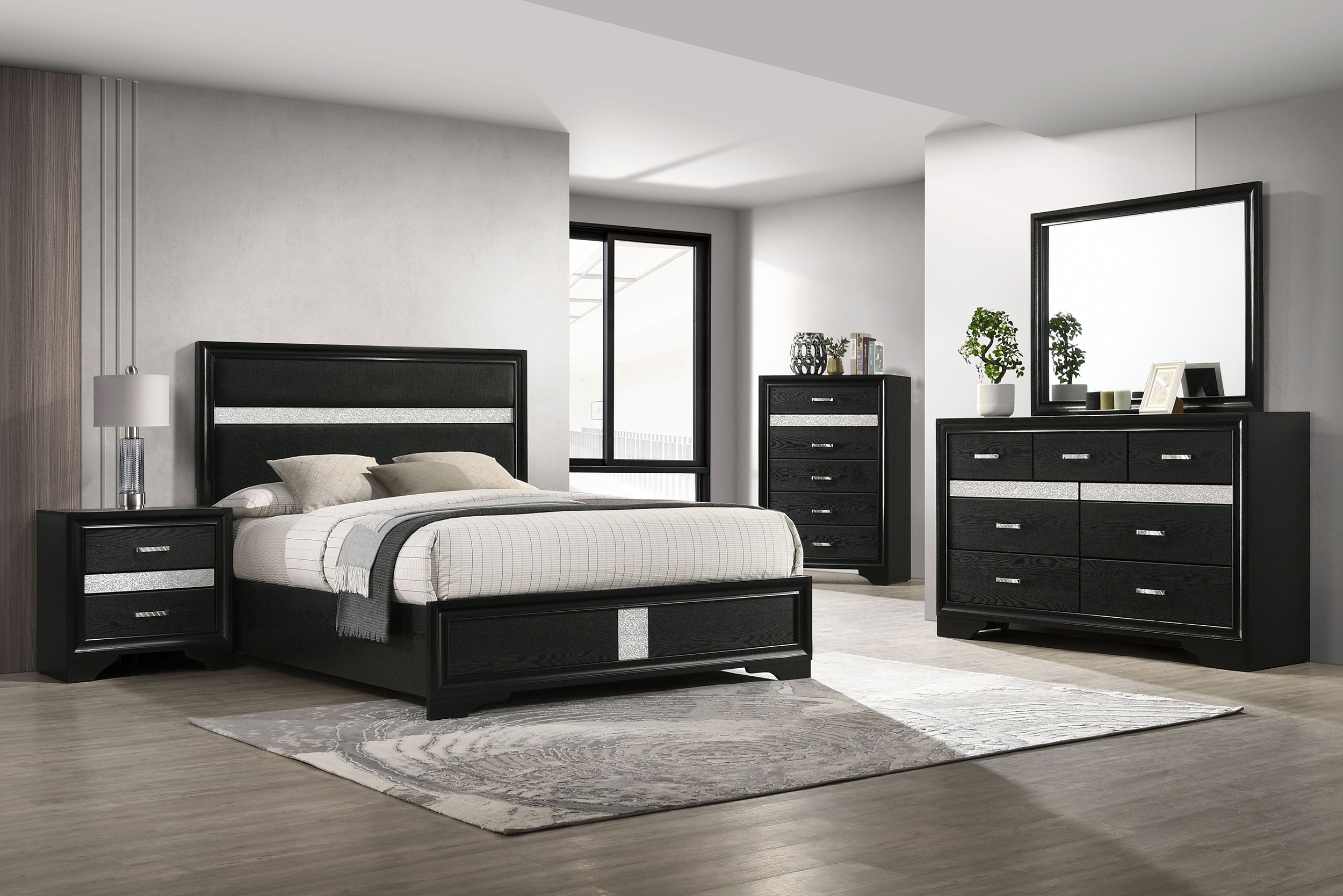 Miranda 54-inch Upholstered Full Panel Bed Black-