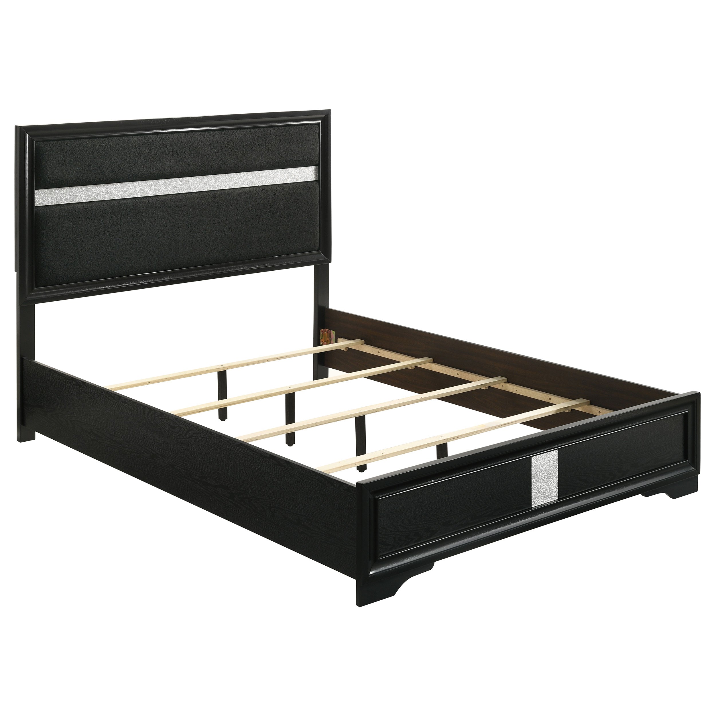 Miranda 54-inch Upholstered Queen Panel Bed Black-