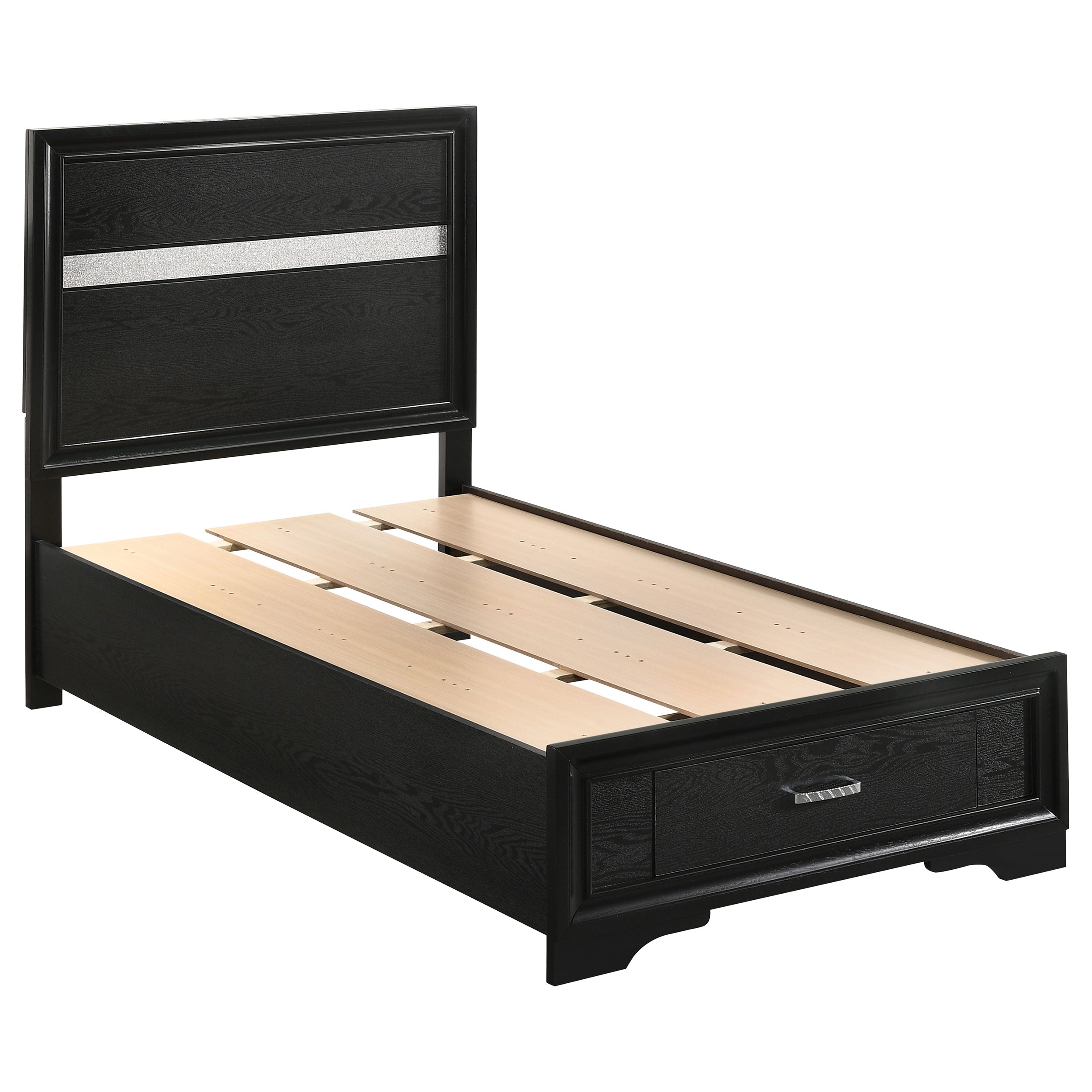 Miranda 51-inch Wood Twin Storage Panel Bed Black-CoasterEveryday