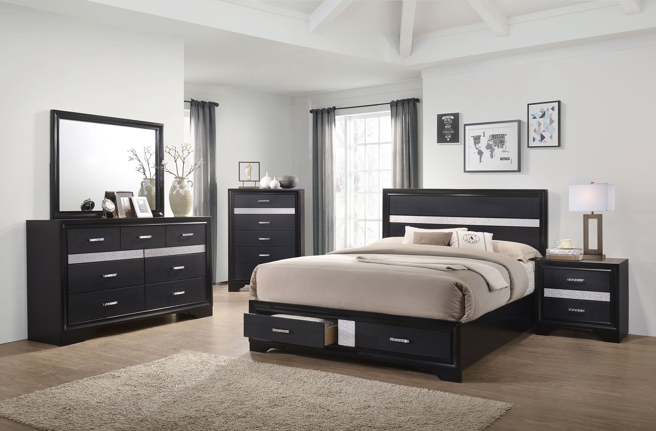 Miranda 6-drawer Bedroom Chest Black-CoasterEveryday