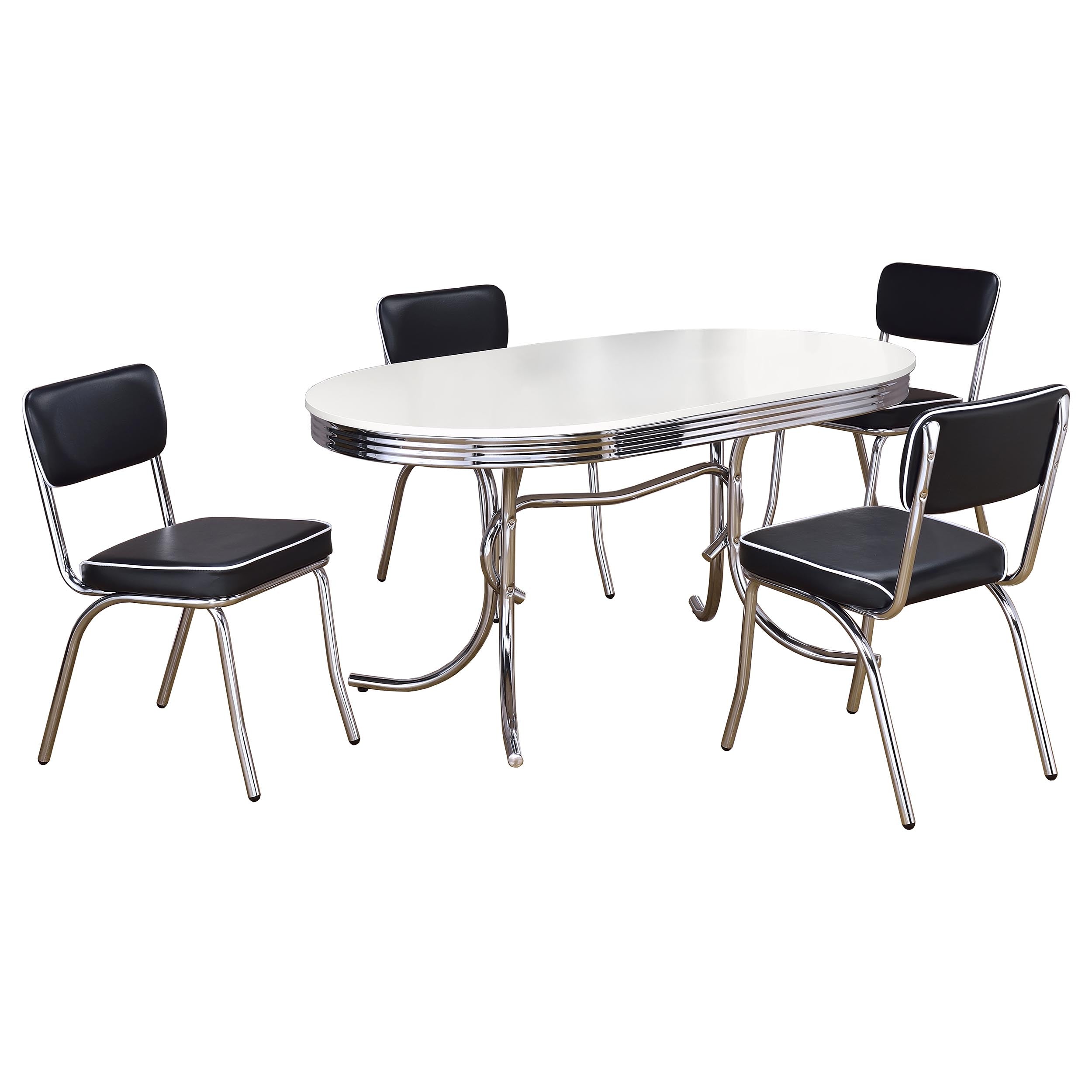 Retro 5-piece Oval Dining Table Set White and Black-CoasterEveryday