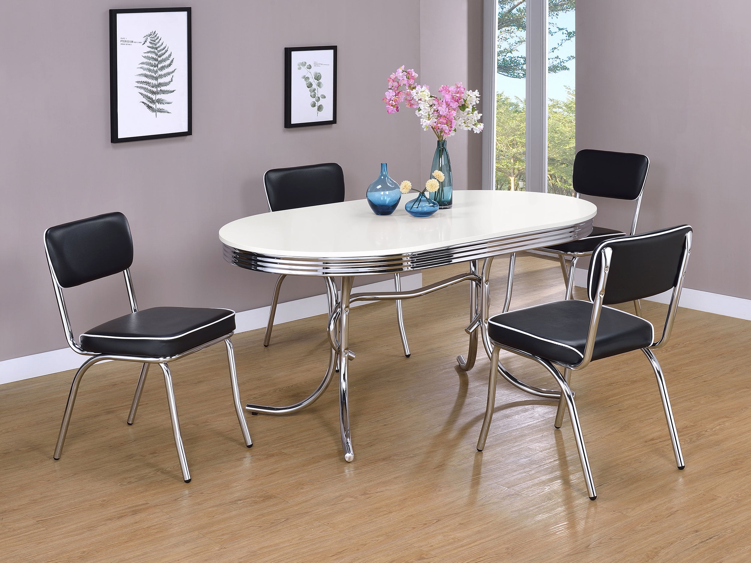 Retro Upholstered Dining Side Chair Black (Set of 2)-CoasterEveryday