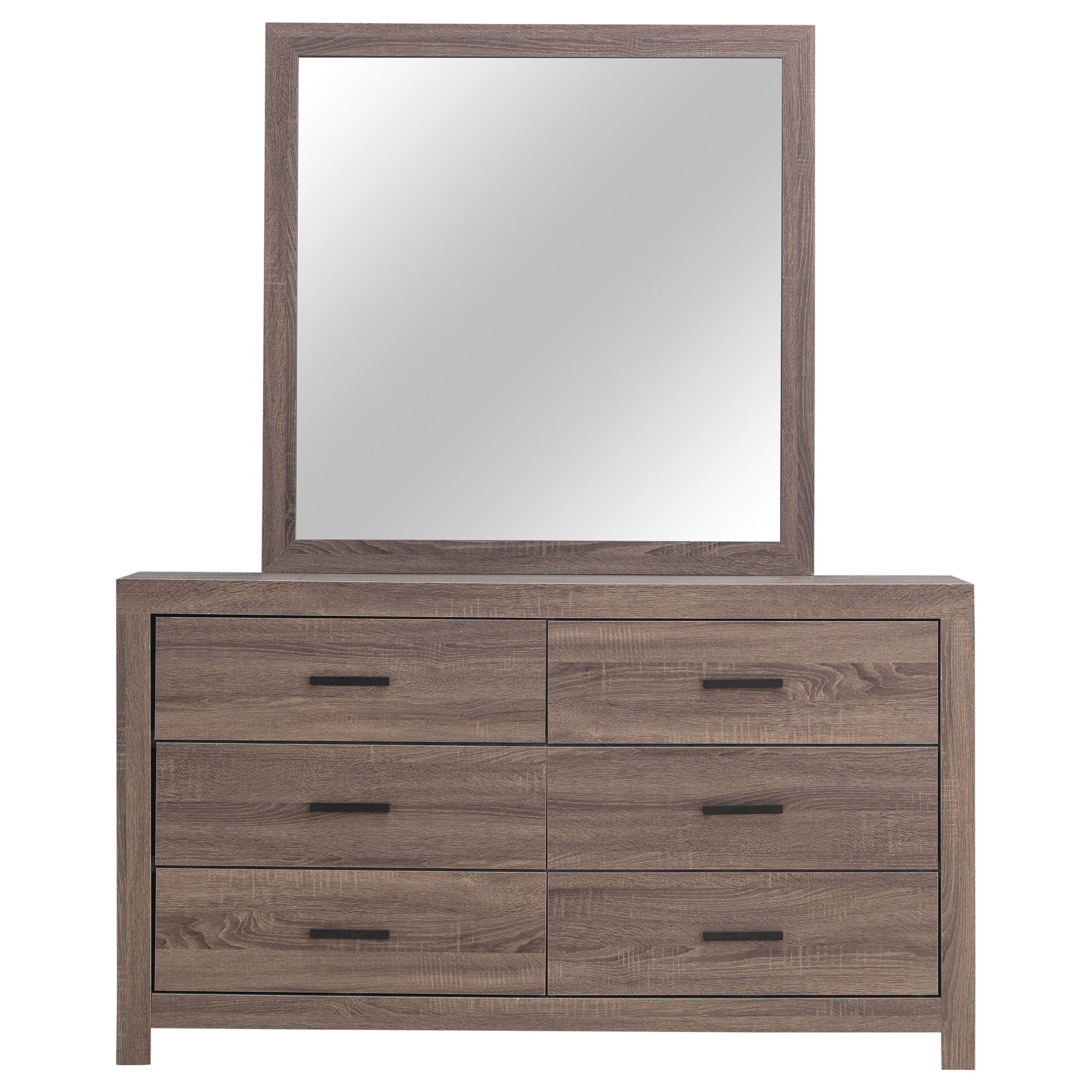 Brantford 6-drawer Dresser with Mirror Barrel Oak-CoasterEveryday